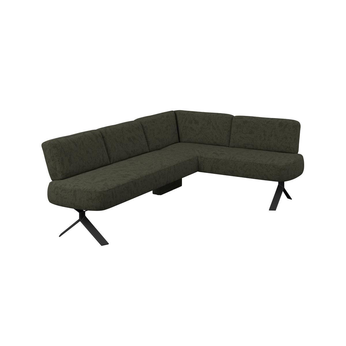 Eckbank grün mit Metallbeinen Ulmo 248x176 cm - Schwarz/Grün, MODERN, Textil/Metall (248/176cm)