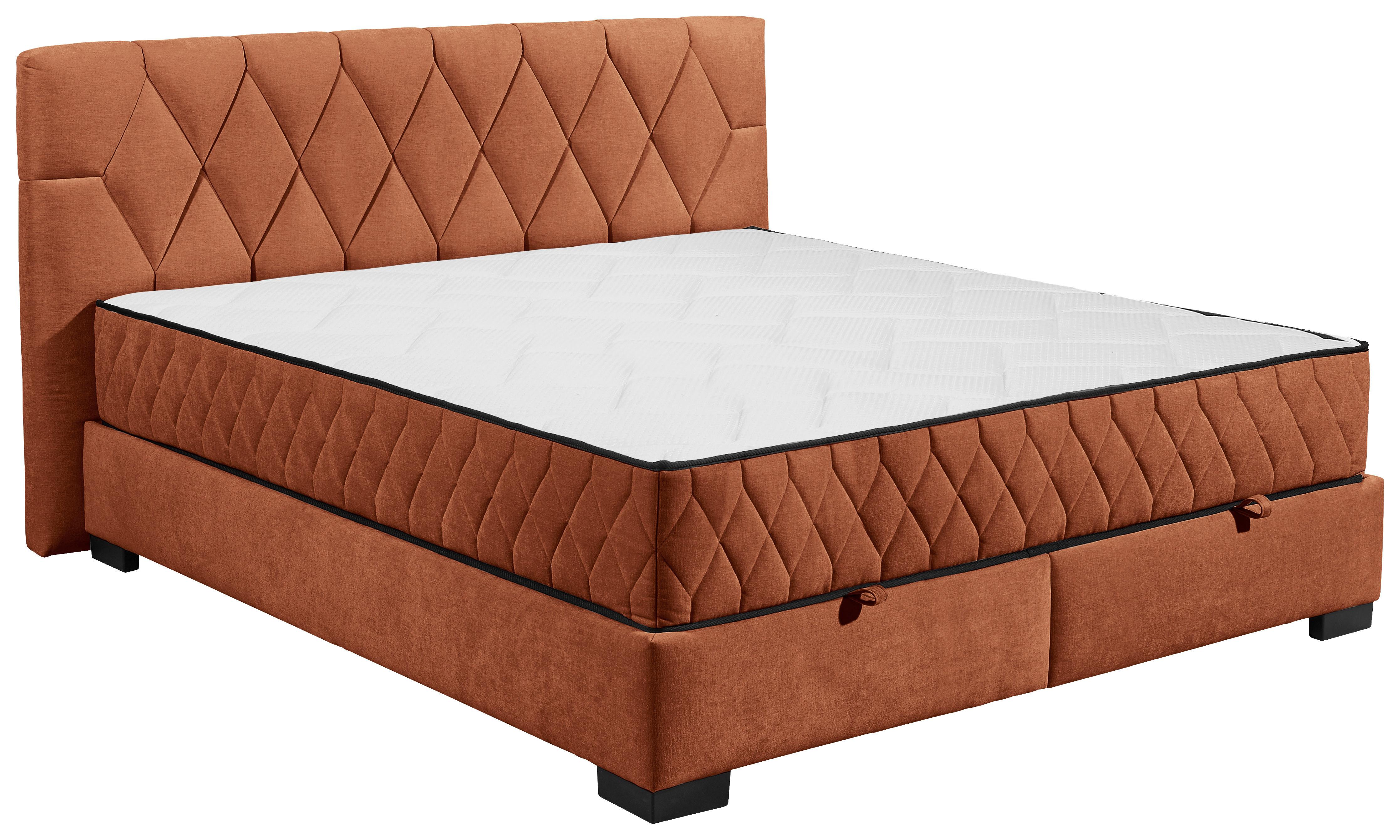 Boxbett Nagol B - Cognac/Schwarz, MODERN, Holzwerkstoff/Textil (180/200cm) - MID.YOU