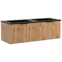 Waschbecken mit Unterschrank Chester B: 120 cm - Eiche Wotan/Schwarz, MODERN, Holzwerkstoff/Stein (120cm) - Held