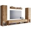 Wohnwand Eiche Wotan Dekor 4--Teilig. Amadeo II - Eiche Wotan, Basics, Holzwerkstoff (245/130/32cm) - P & B