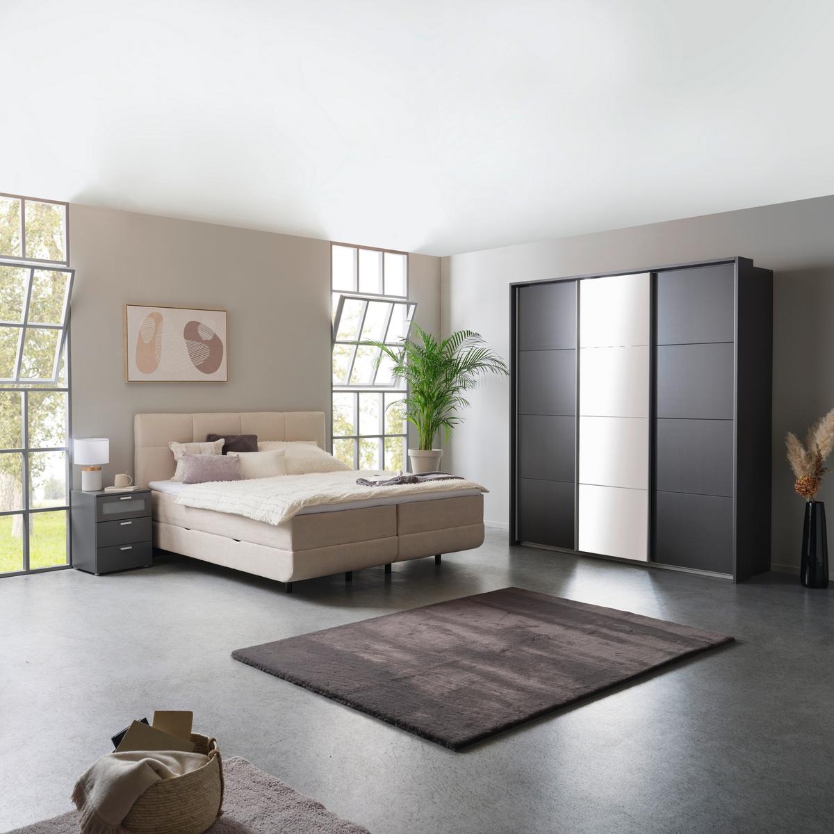 Skriňa s posuvnými dverami MIAMI, Š/V/H:cca 203/229/62cm - sivá/hliníková, Modern, kov/kompozitné drevo (203/229/62cm)