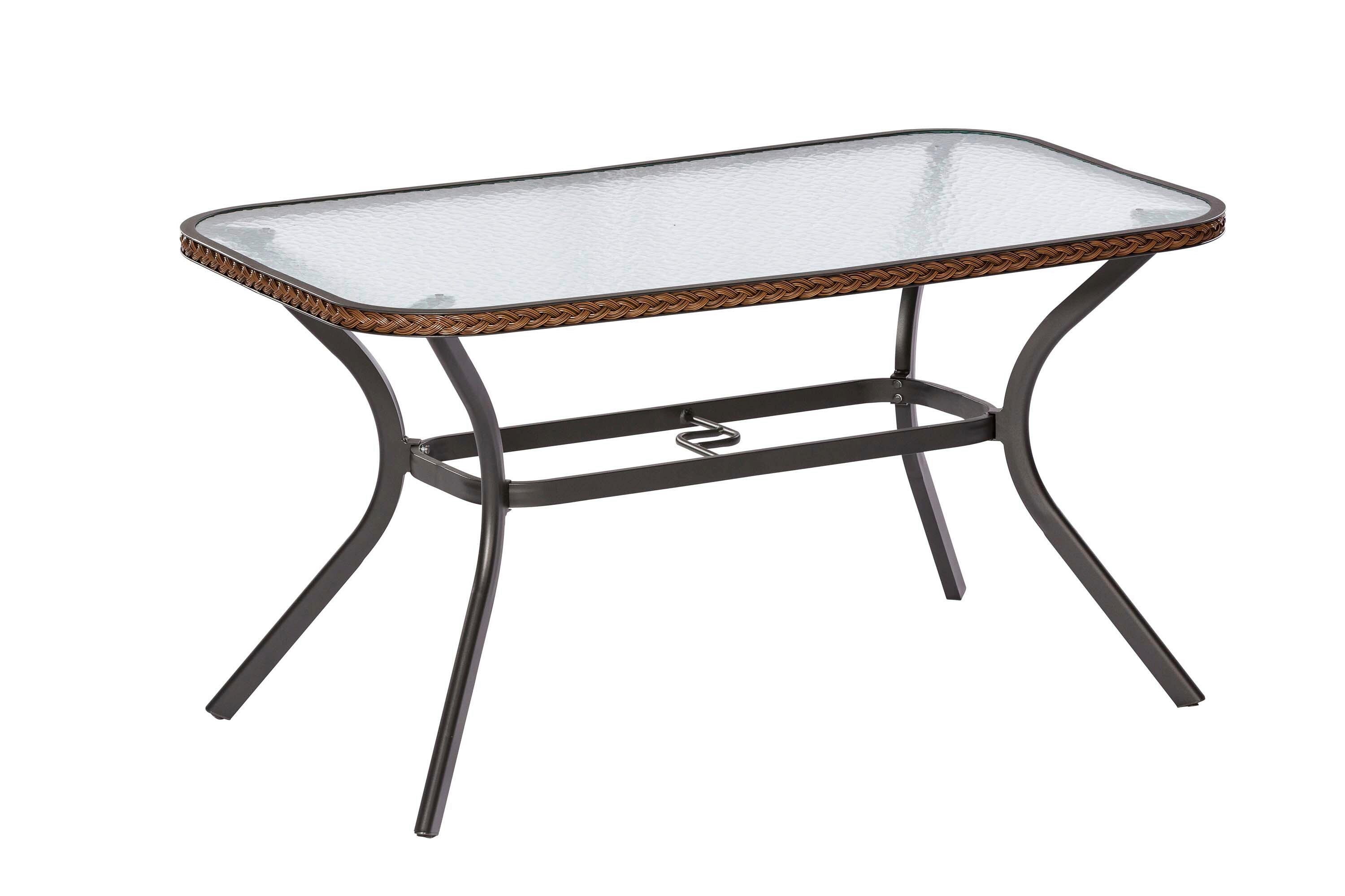 Gartentisch Ravenna eckig LxB: 150x85 cm - Dunkelbraun/Graphitfarben, KONVENTIONELL, Glas/Kunststoff (150/85/74cm) - Gardenson