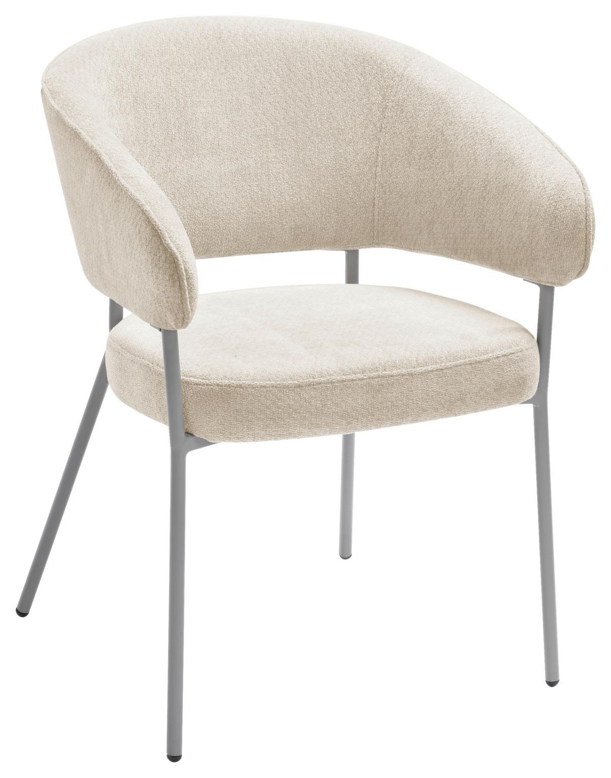 Armlehnstuhl Amira Chenille Beige, B: 60 cm - Beige, LIFESTYLE, Holz/Textil (60/81/60cm) - Livetastic