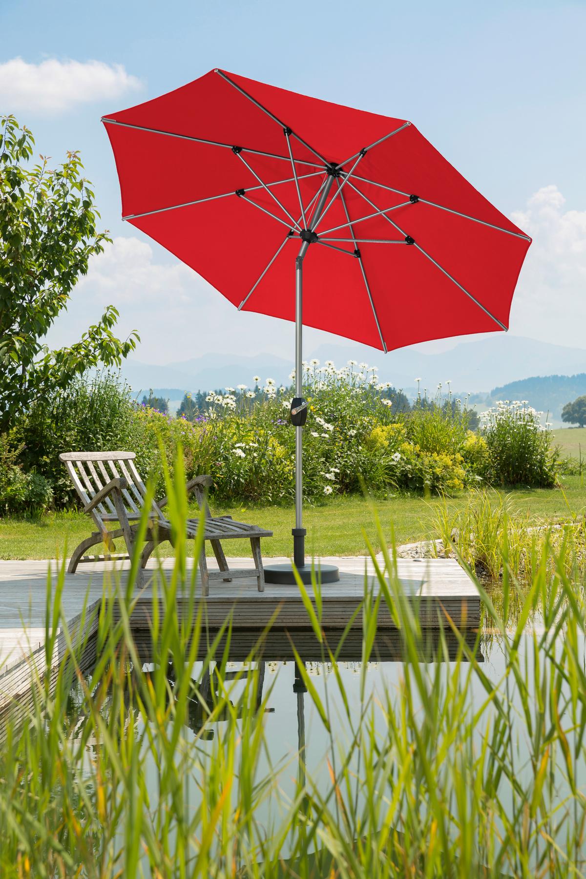 Sonnenschirm Venedig BxHxT: 270x250x270 cm Rot - Rot/Silberfarben, Basics, Textil/Metall (270/250/270cm) - Schneider