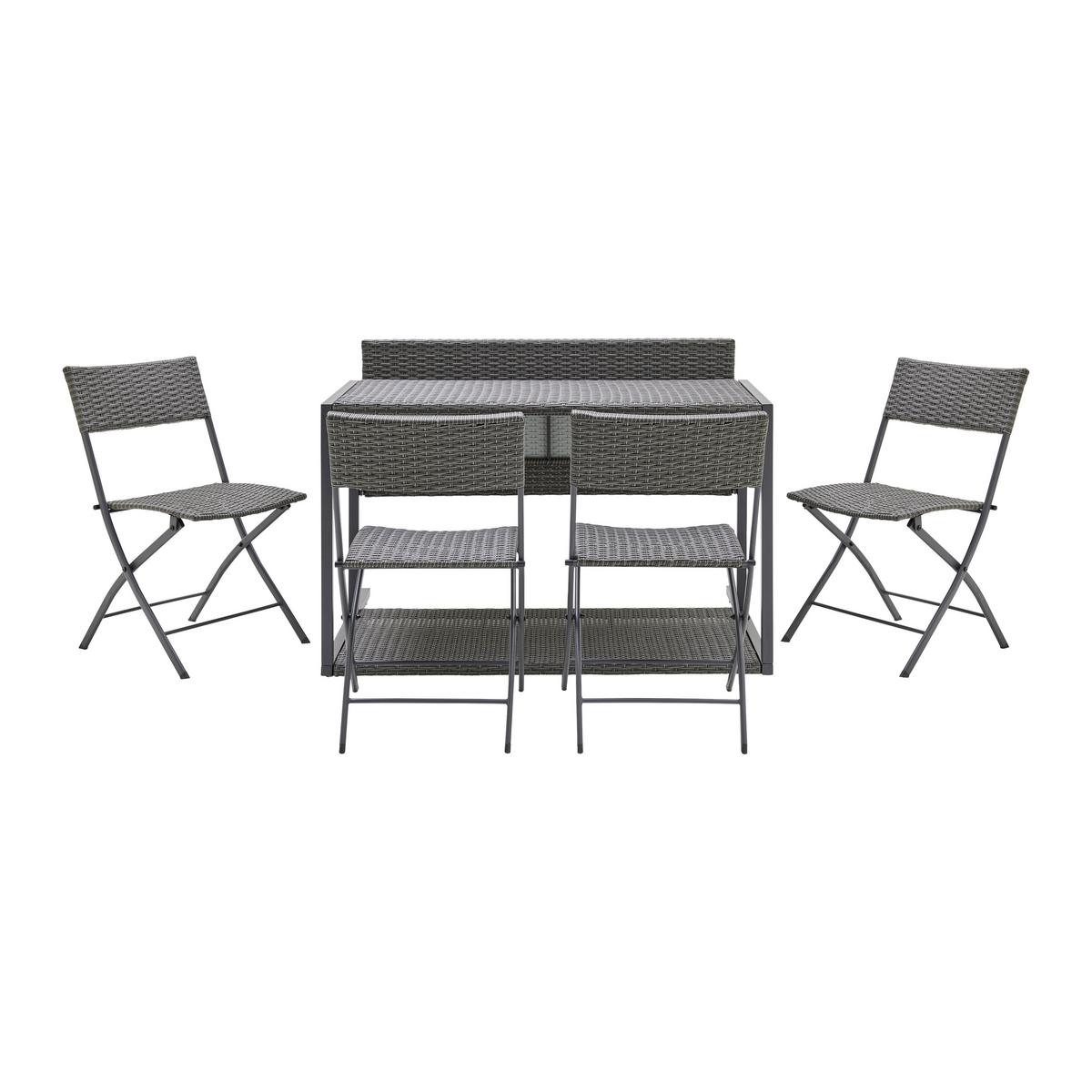 Sada na balkon MARIO tm.šedá/sv.šedá - šedá/světle šedá, Moderní, kov/textil (120/75/105cm) - Bessagi Garden