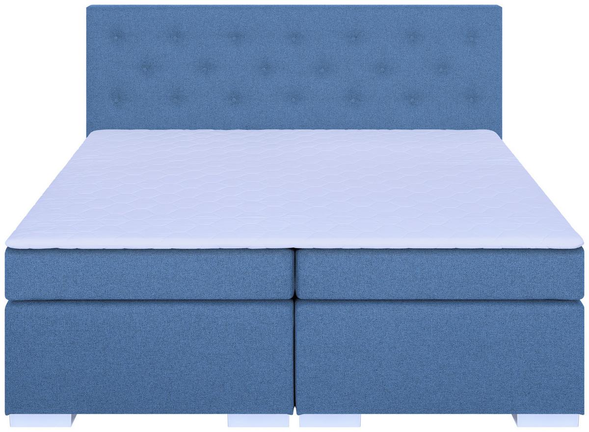 Boxspringbett Korfu Blau, 180x200 Cm - Chromfarben/Blau, Basics, Holzwerkstoff/Textil (180/200cm) - P & B