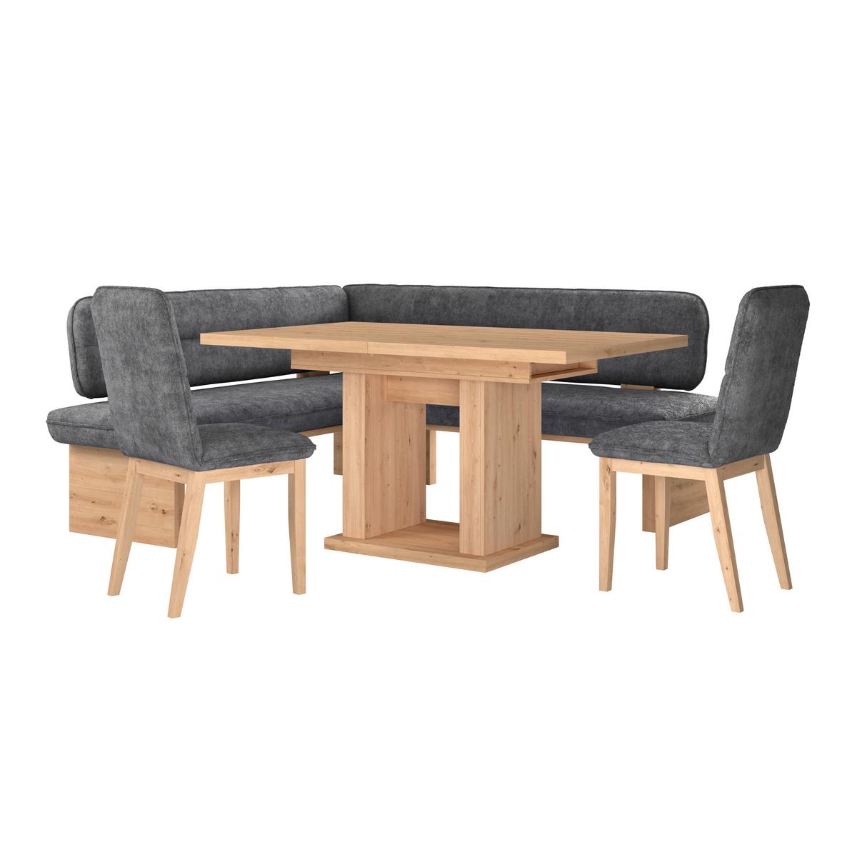 Eckbank Beluna Ii Webstoff Schwarz, B: 170cm - Eichefarben/Schwarz, KONVENTIONELL, Holz/Textil (170/192cm) - James Wood