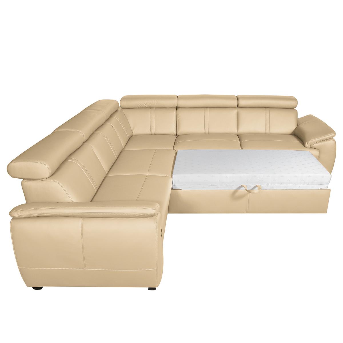 Ecksofa City Beige B: 265x265 Cm - Beige/Schwarz, Design, Leder (265/265cm) - Livetastic