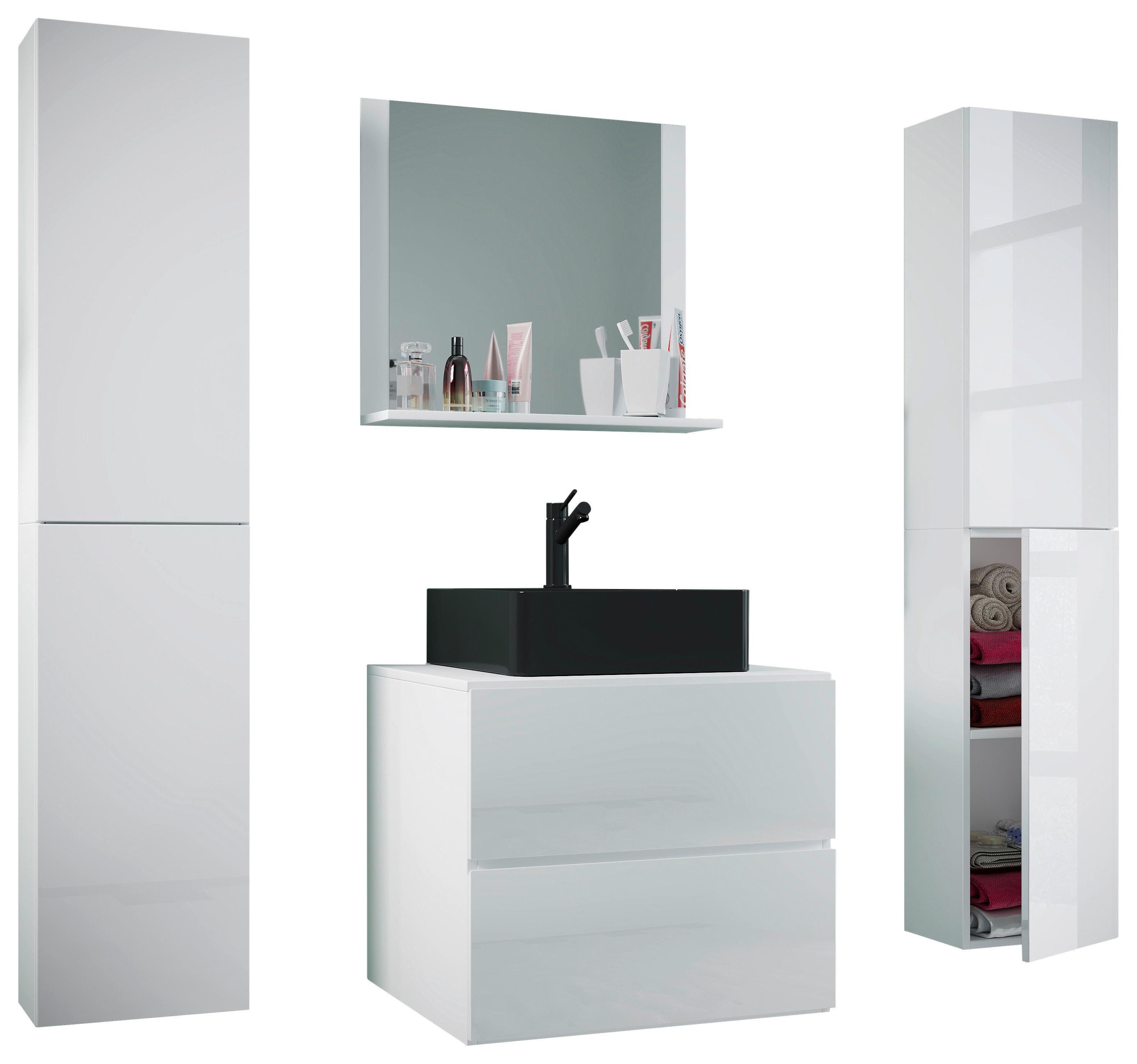 Badezimmer Lendas Bl XL - Schwarz/Weiß, MODERN, Glas/Keramik (127cm) - MID.YOU
