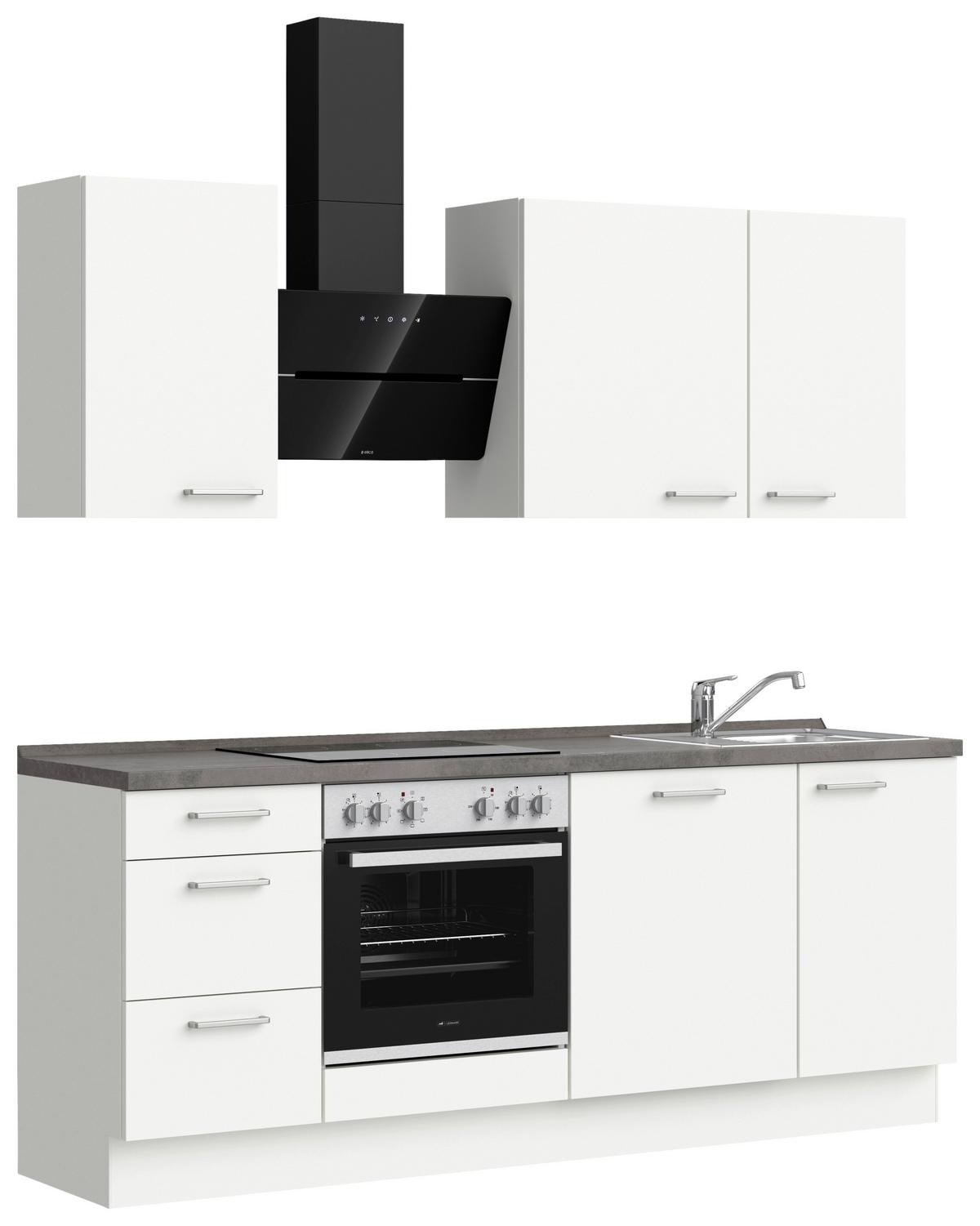 KÜCHENLEERBLOCK TOUCH HIGH - LINE, H5 LINKS - Weiß/Grau, MODERN, Holzwerkstoff (210cm) - Nobilia