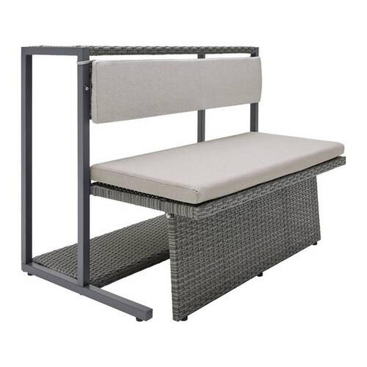 Sada na balkon MARIO šedá/tm.šedá - šedá/světle šedá, Moderní, kov/textil (110/86,5/80cm) - Bessagi Garden