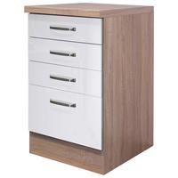 Schubkastenunterschrank Valero Ussa 50 - Weiß Hochglanz/Sonoma Eiche, MODERN, Holzwerkstoff (50/86/60cm) - FlexWell
