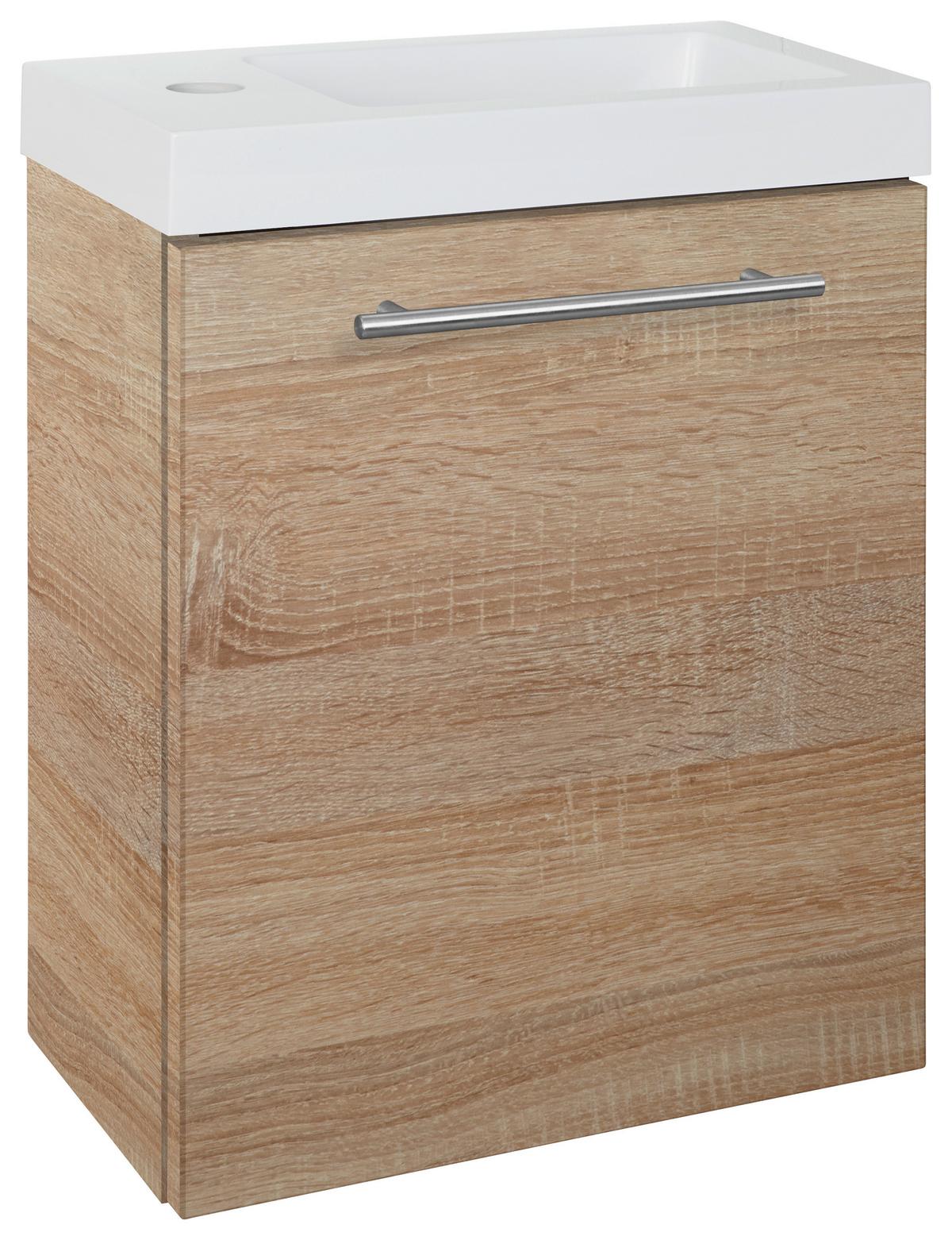 Waschbecken mit Unterschrank Fantasy B:. 40 cm Eiche Dekor - Eichefarben, MODERN, Holzwerkstoff/Stein (40/49/22cm)