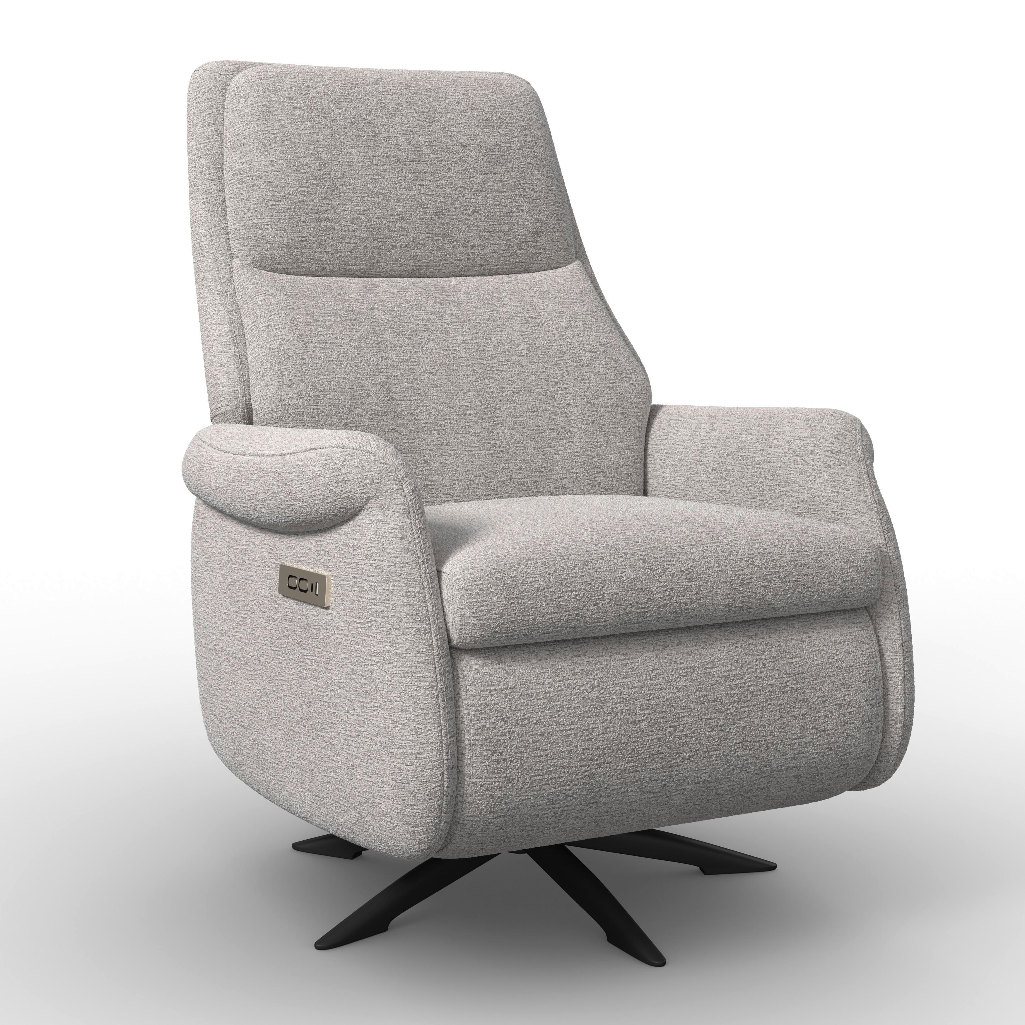 Relaxační křeslo ALICE, světle šedé buklé, max. 140 kg - černá/světle šedá, Moderní, kov/dřevo (76/110/94cm) - Bessagi Home