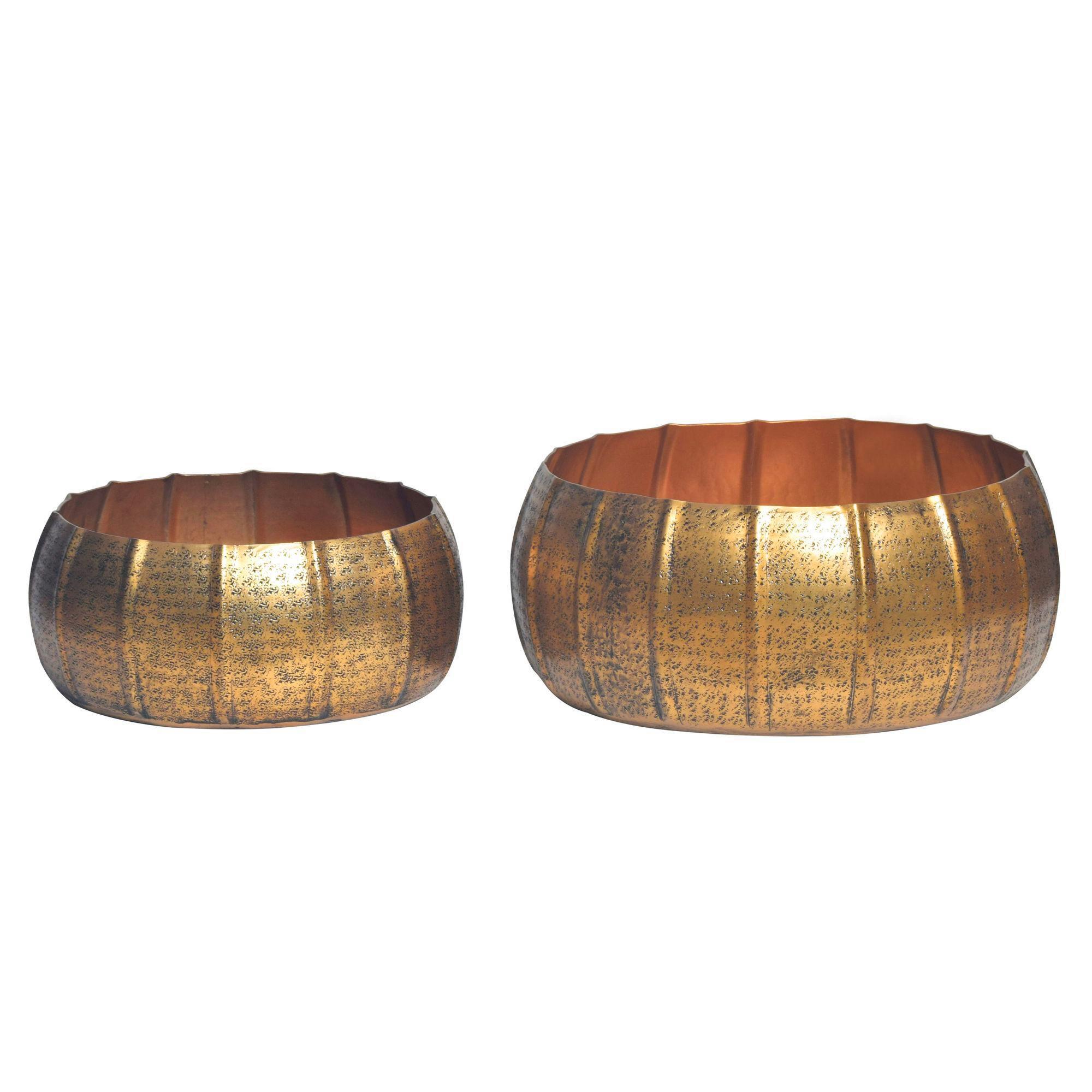 Dekovase 2er Set Goldfarben B: 39 Cm - Goldfarben, Design, Metall (39/17/39cm) - Livetastic