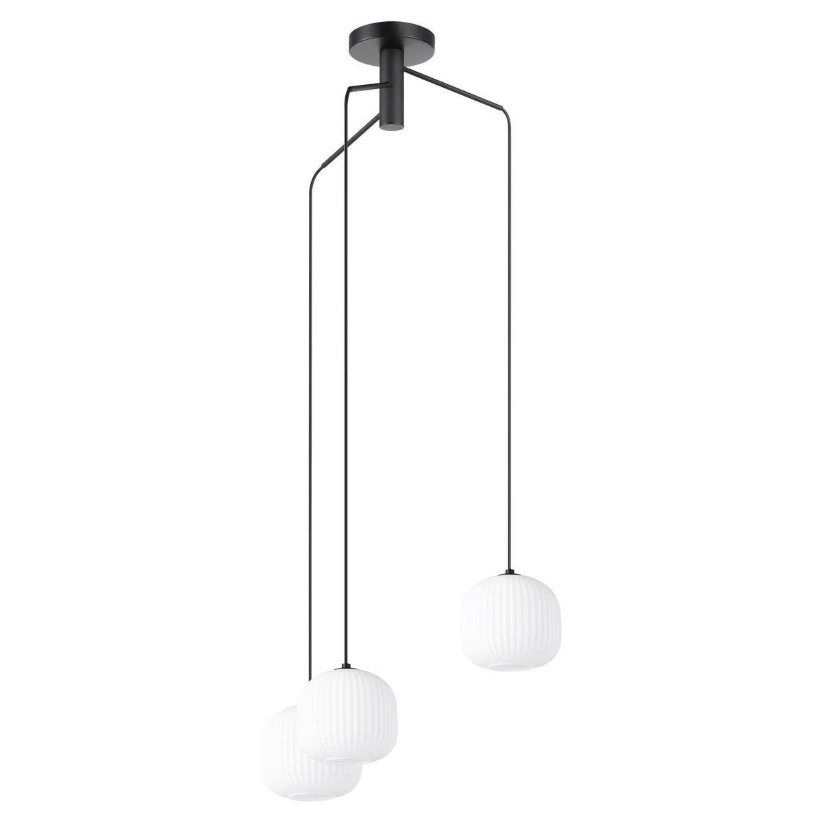 Hängeleuchte Mantunalle H: 110 cm 3-Flammig - Schwarz/Weiß, Design, Glas/Metall (62/110cm) - Eglo
