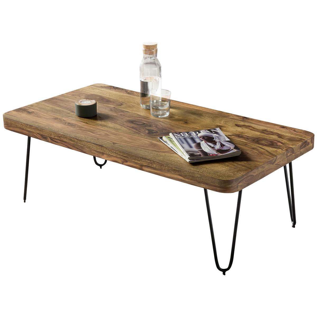 Konferenčný stolík Bagli masív - čierna/farba indického palisandra, Design, kov/drevo (115/60/40cm) - MID.YOU