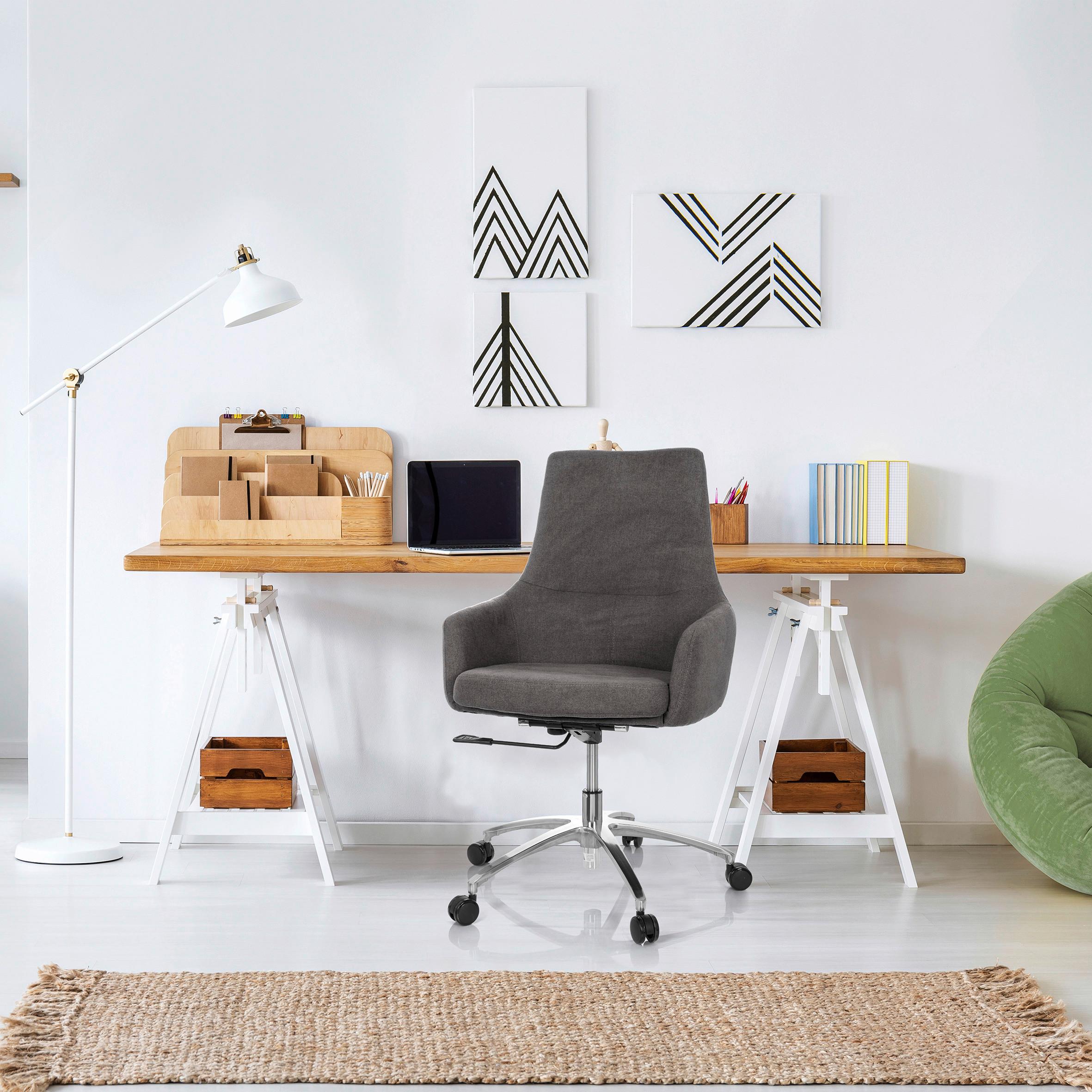 Bürostuhl Shake 100 Dunkelgrau Bis 110 Kg - Dunkelgrau/Silberfarben, Basics, Kunststoff/Textil (65/97/60cm) - MID.YOU