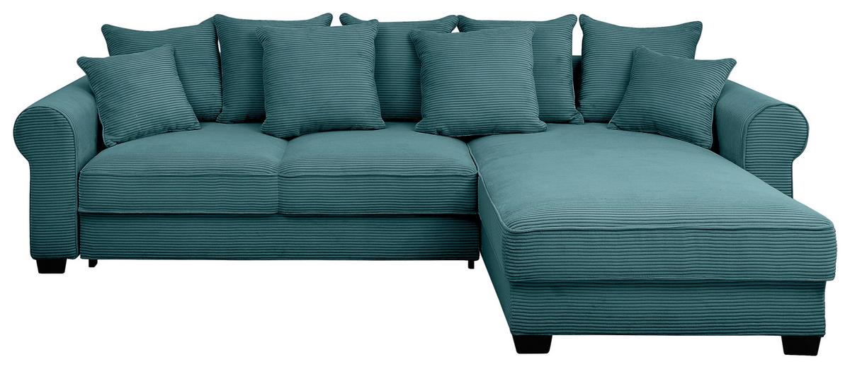 Ecksofa Maureen Azurblau S: 318x197 Cm - Azurblau/Schwarz, KONVENTIONELL, Textil (318/197cm) - MID.YOU