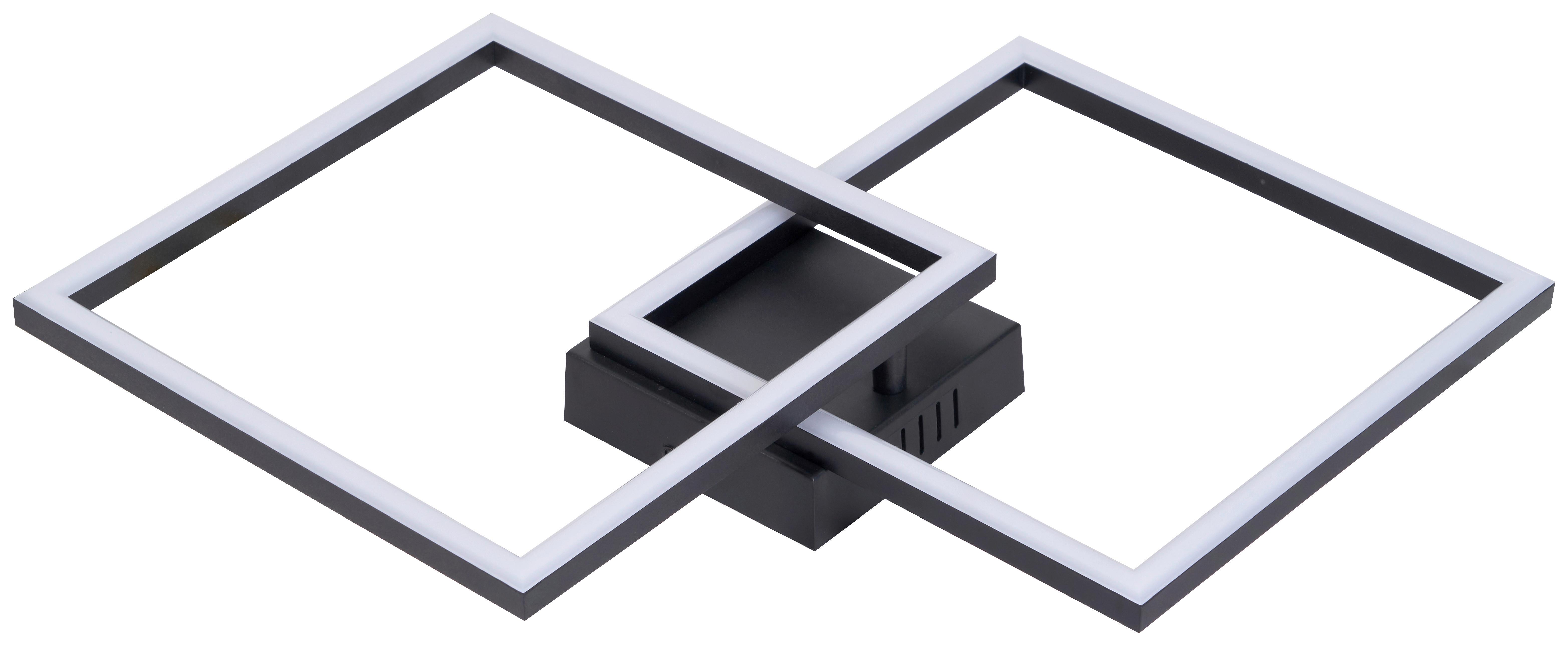 Led-deckenleuchte Julian L: 55,8 Cm - Opal/Schwarz, MODERN, Kunststoff/Metall (55,8/39,5/6,7cm) - Luca Bessoni