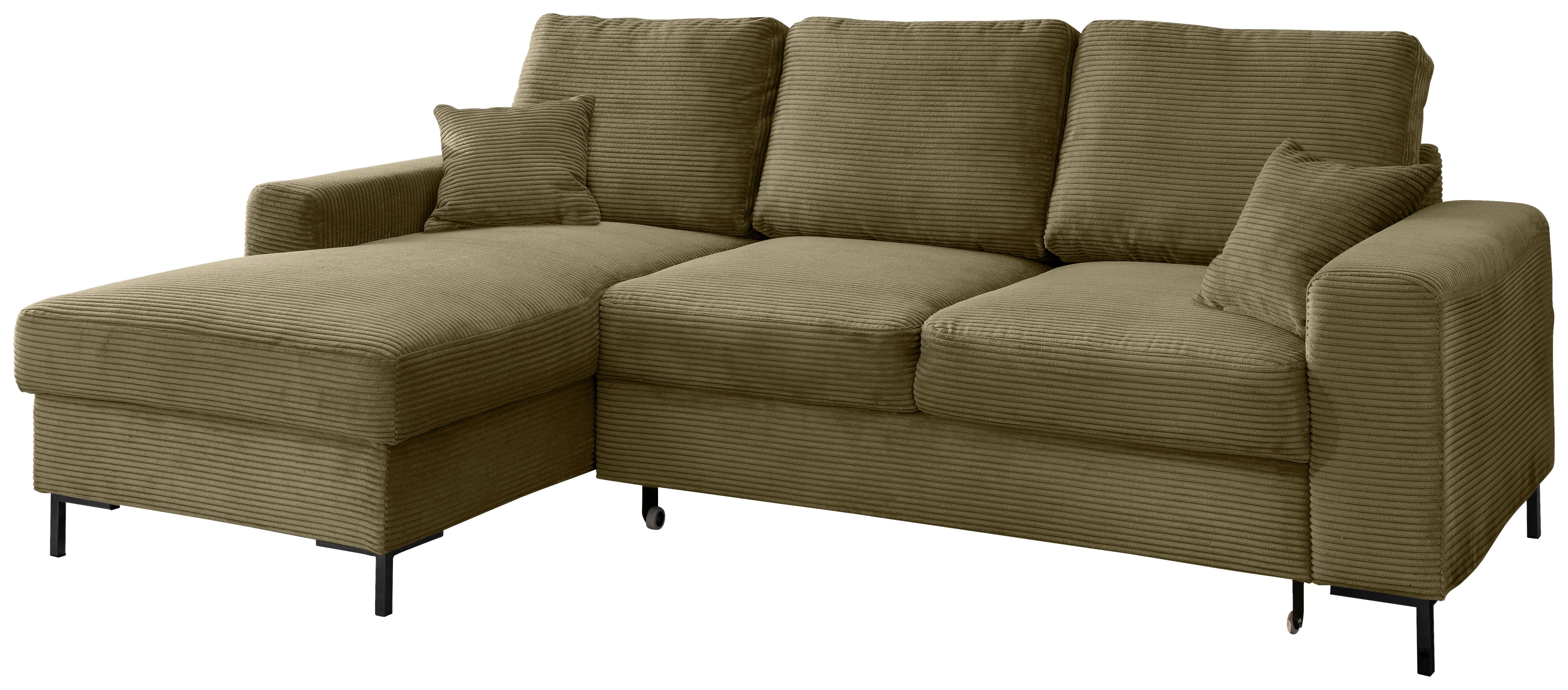 Eckschlafsofa Zona, Olivgrün S: 143x237 Cm - Schwarz/Olivgrün, KONVENTIONELL, Textil (143/237cm) - Livetastic