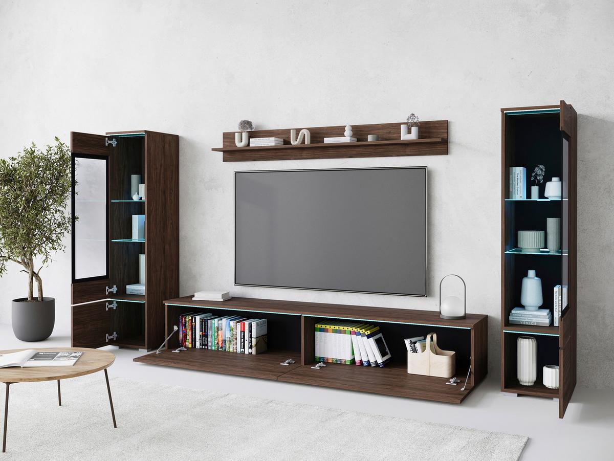 OBÝVACÍ STĚNA VERA II - šedá/barvy ořechu, Lifestyle, kompozitní dřevo/plast (240/130/33cm) - P & B