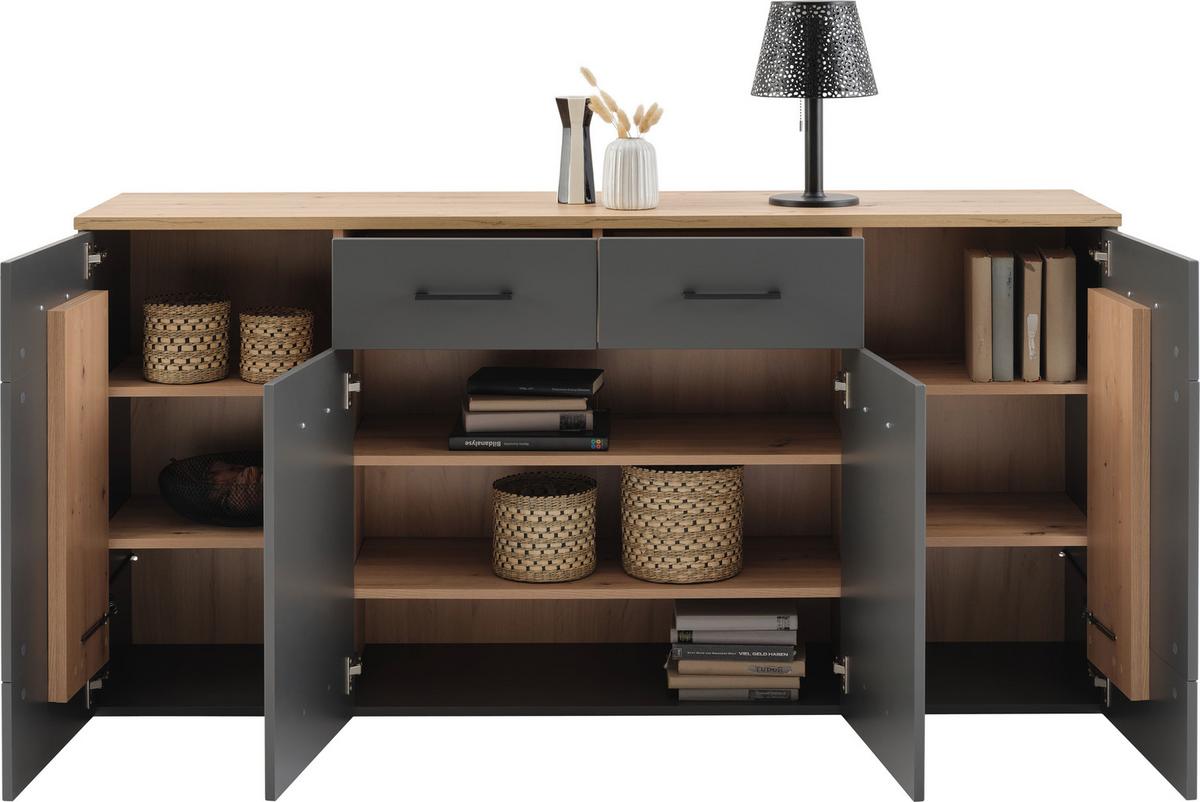 Sideboard B: 170cm Amare Artisan Eiche/Anthrazit - Schwarz, MODERN, Holzwerkstoff (170/87/40cm)
