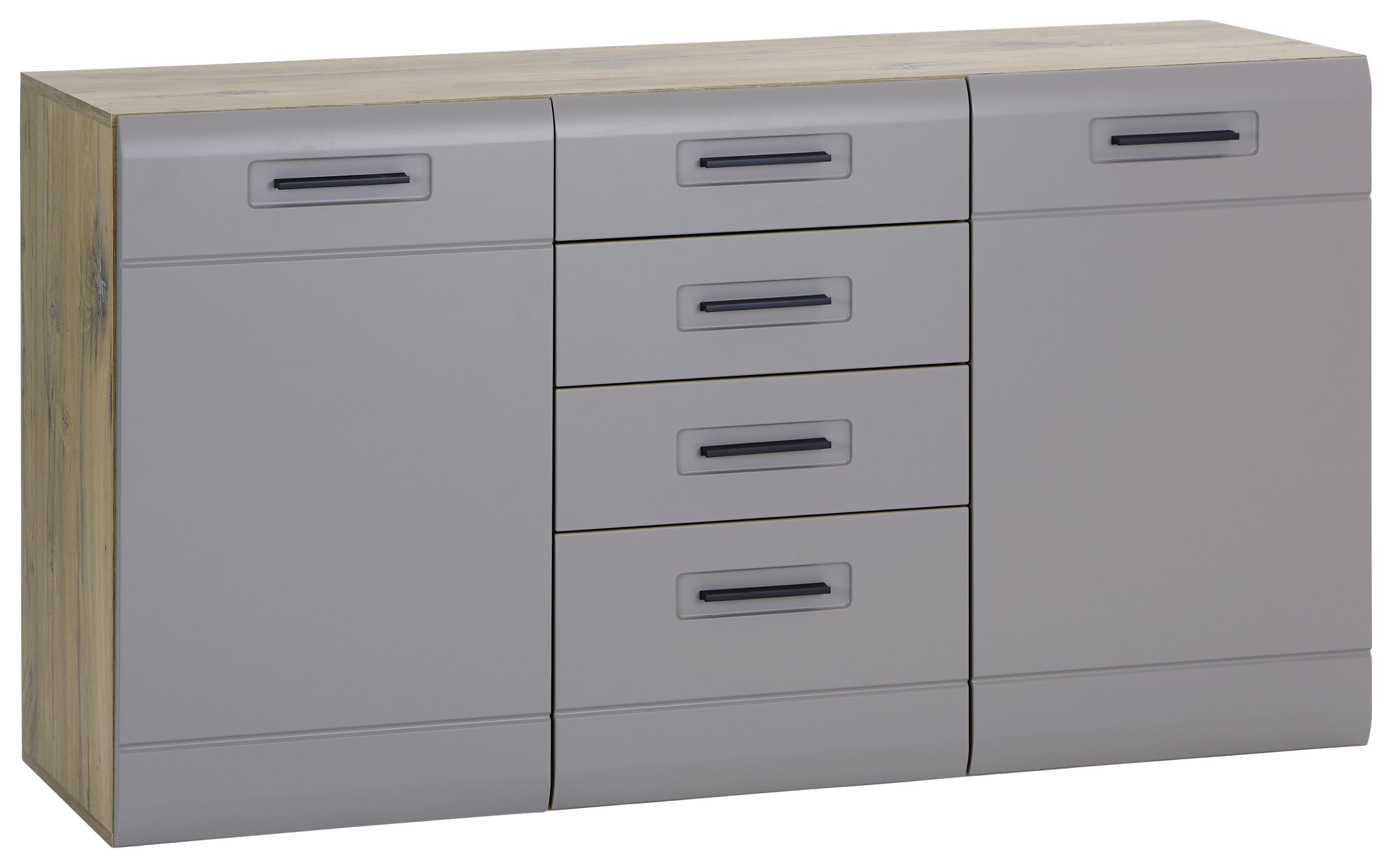 Eiche Flagstaff Dekor • MDF Basalt matt Dekor • 2 Türen • 4 Laden • B/H/T: ca. 150/81,3/43,1cm