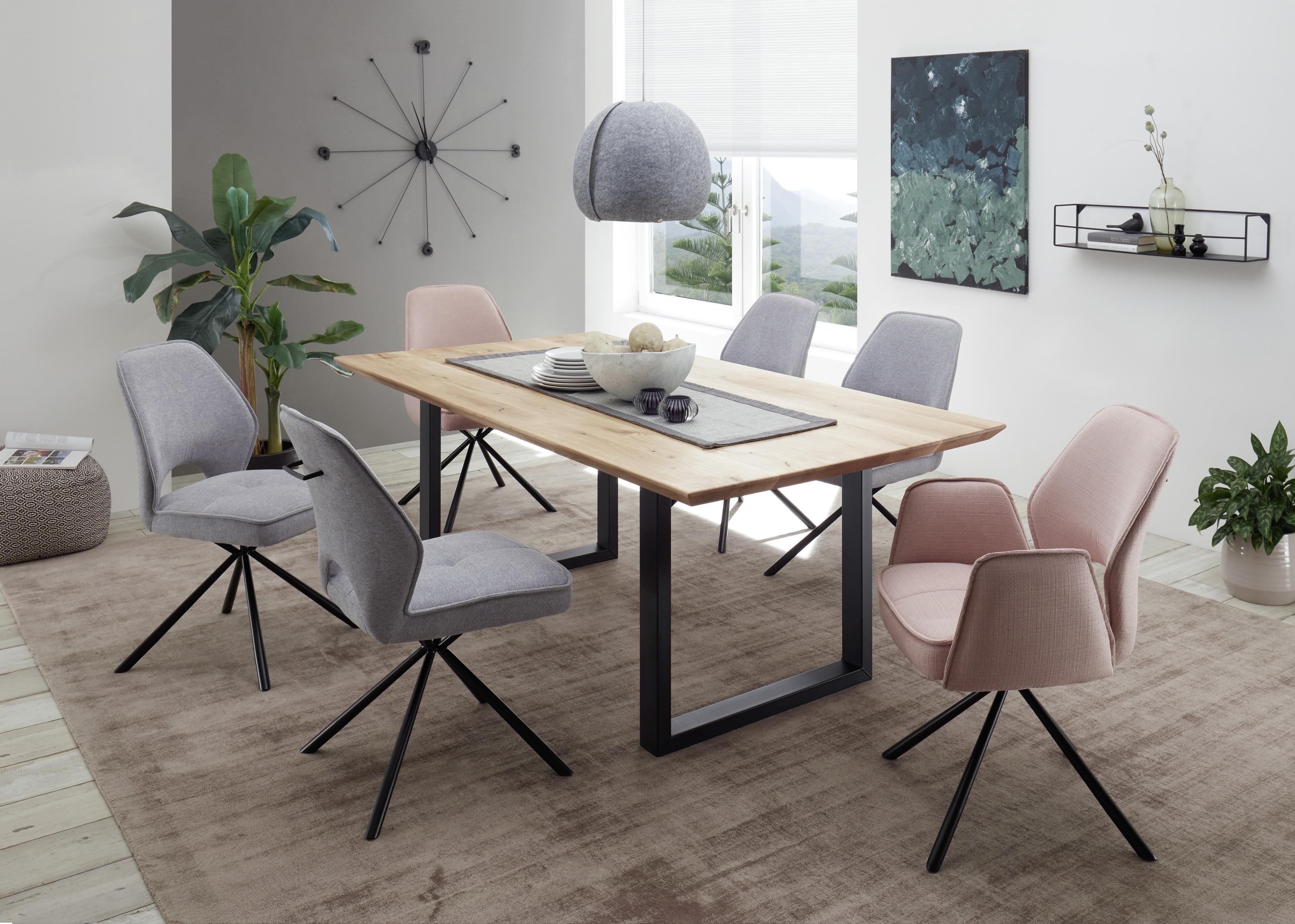 Esstisch mit Echtholz-Platte Bennet 200x100cm Eiche/Schwarz - Eichefarben/Schwarz, Basics, Holz/Metall (200/100/74cm) - MID.YOU