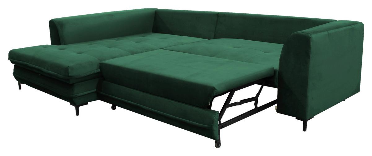 Ecksofa Mit Schlaffunktion Bello Mit Kissen Grün - Schwarz/Grün, Design, Textil (187/277cm) - Livetastic