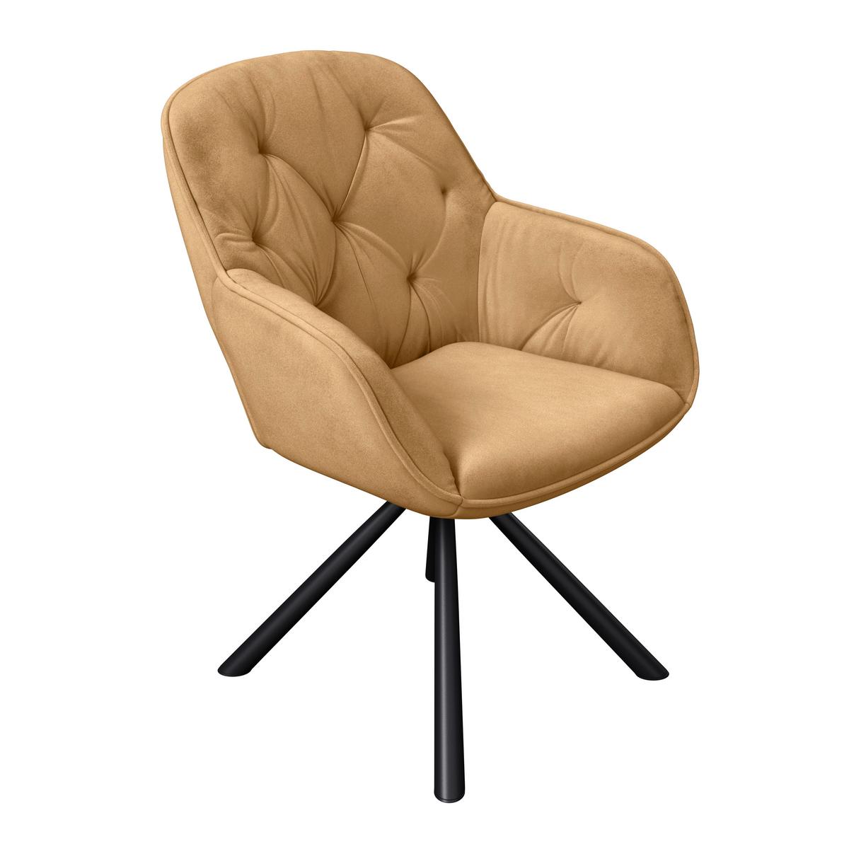 Armlehnstuhl Silvi Samt Braun 360° Drehbar - Schwarz/Braun, KONVENTIONELL, Textil/Metall (62/85/62cm)