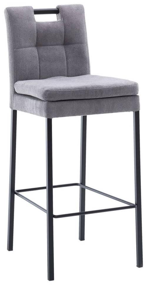 Barhocker Madrid Schwarz/Grau B: 42 cm - Schwarz/Grau, Design, Textil/Metall (42/102/52cm) - Cantus