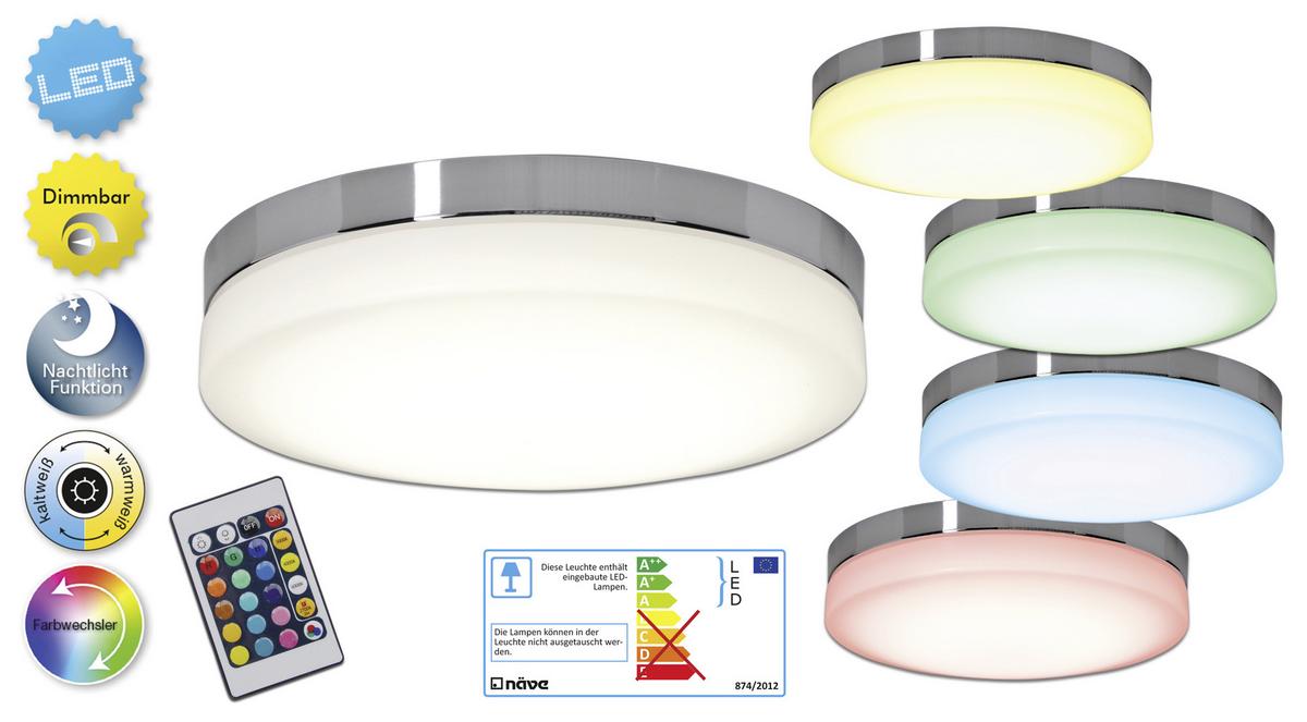 LED-Deckenleuchte 1196761 - Chromfarben/Weiß, Design, Kunststoff/Metall (29cm) - Näve