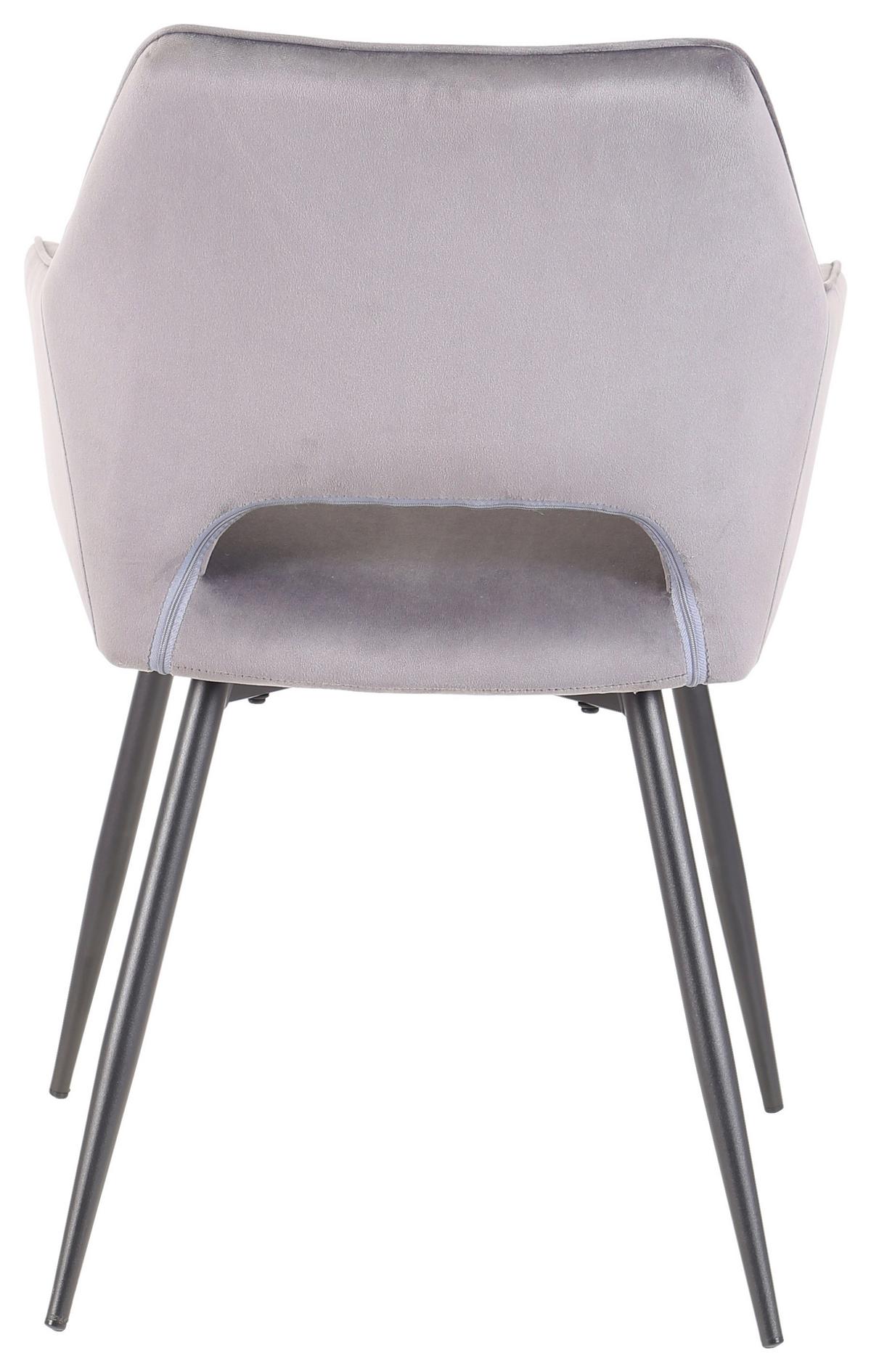 Armlehnstuhl-set 2er Genua Dunkelgrau Gepolstert - Dunkelgrau/Schwarz, KONVENTIONELL, Holz/Textil (56/80,5/56cm) - MID.YOU