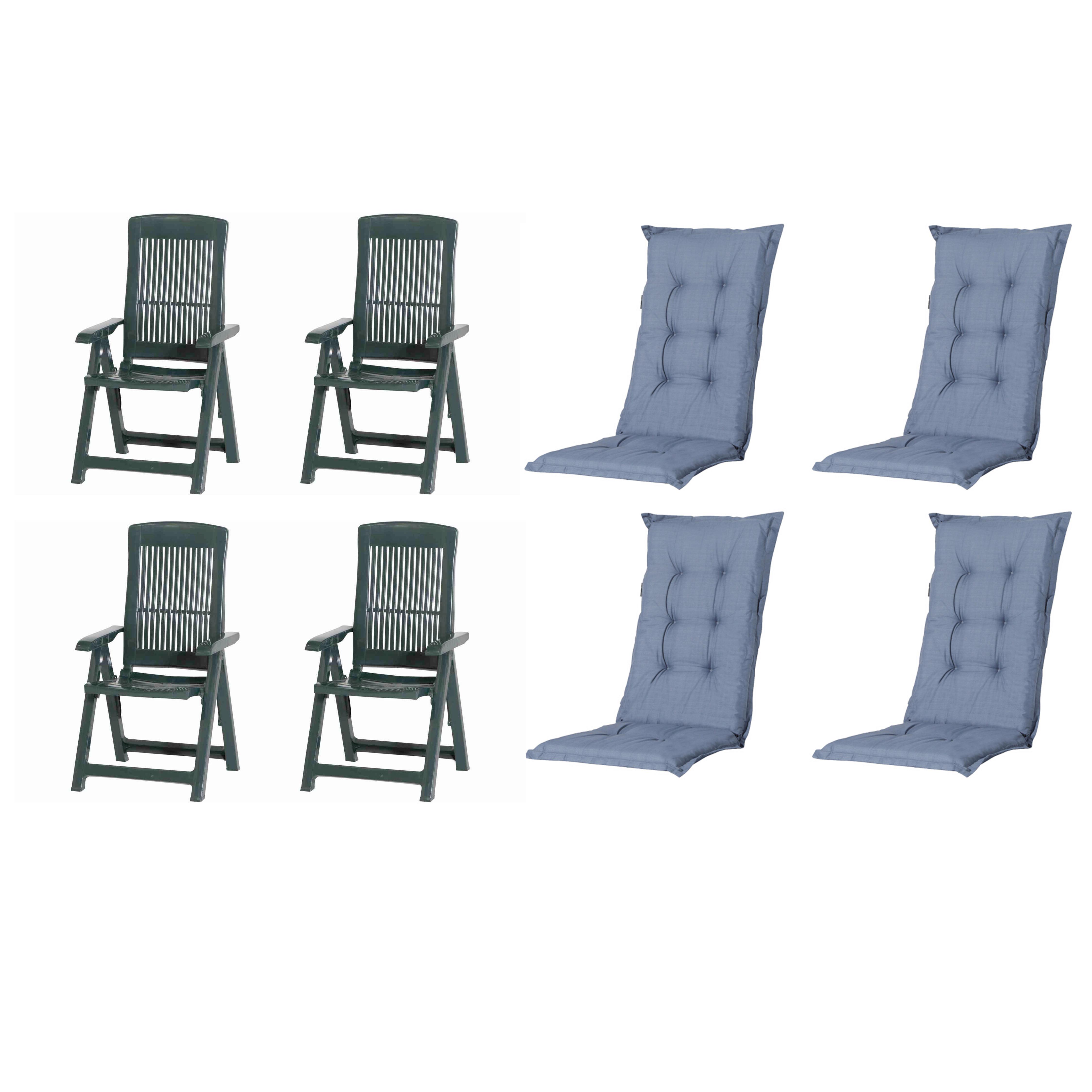 Gartenstuhl-Set Tampa+auflagen Set - Blau/Grün, MODERN, Kunststoff/Textil (44/111/50cm) - Gardenson