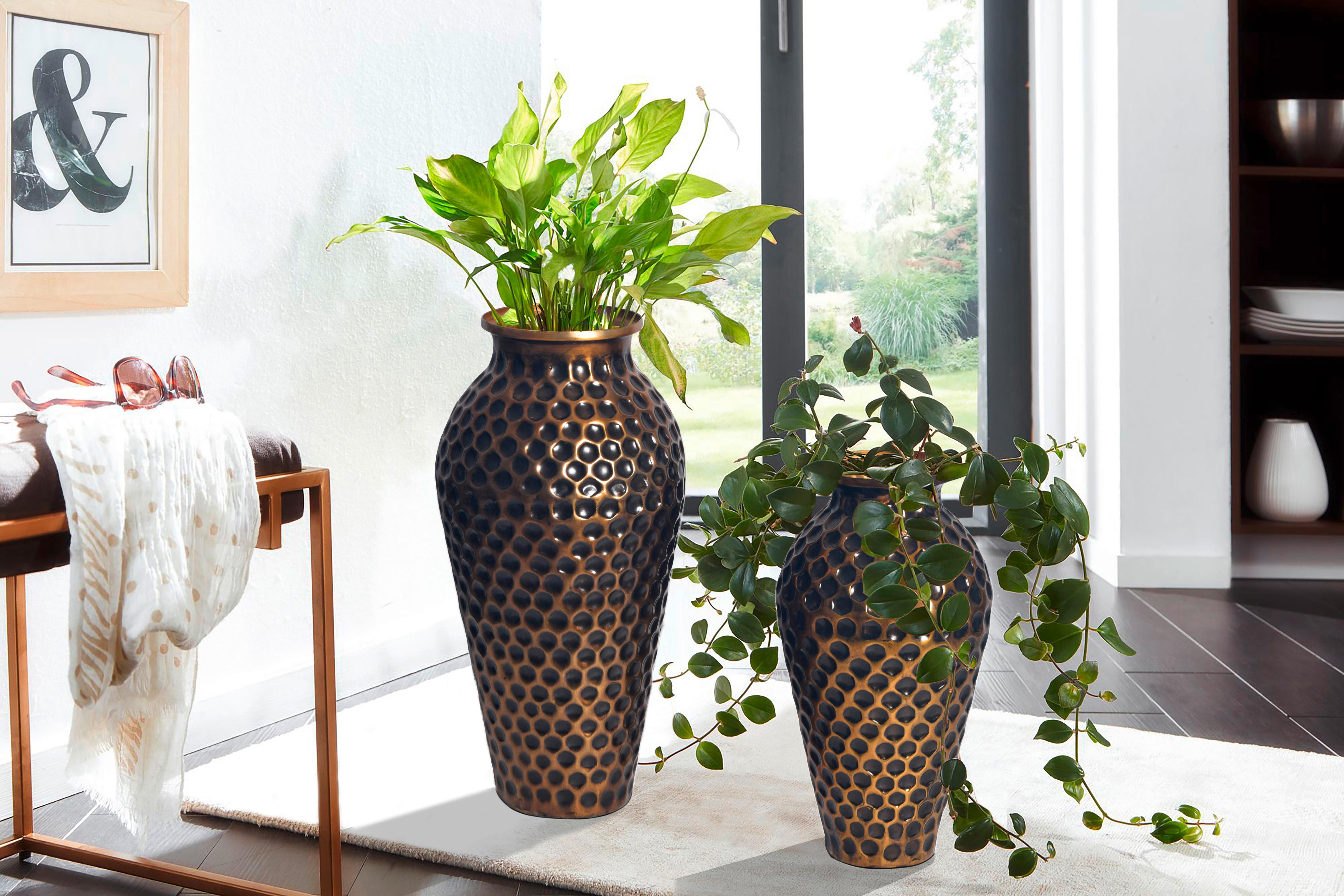 Dekovase 2er Set Goldfarben B: 26 cm - Goldfarben, Design, Metall (26/51/26cm) - Livetastic