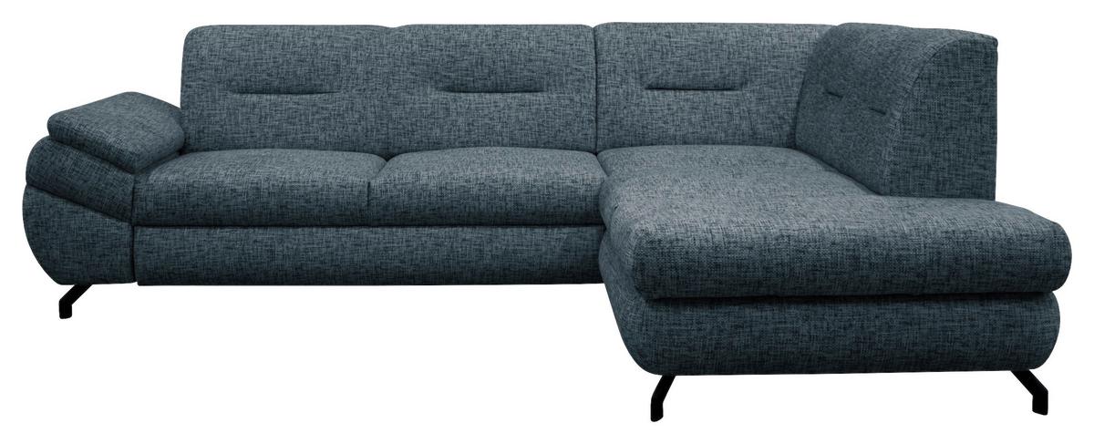 Ecksofa Imo Blau 274x201 cm - Blau/Schwarz, Design, Textil (274/201cm) - MID.YOU