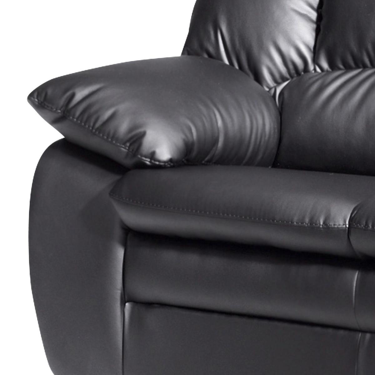 3-Sitzer-Sofa Casino Schwarz Lederlook - Schwarz, KONVENTIONELL, Textil (177/88/92cm) - MID.YOU