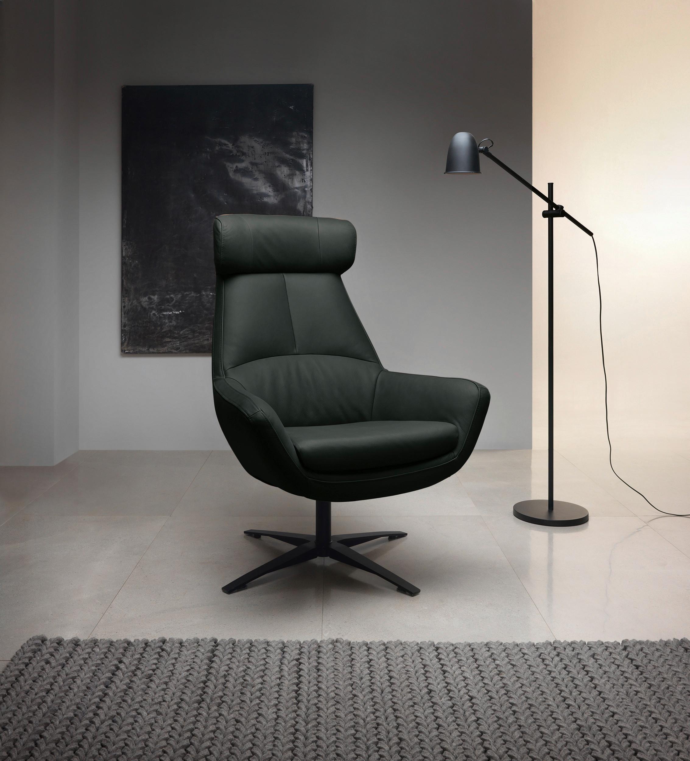 Sessel Organic, Schwarz B: 81 Cm - Schwarz, MODERN, Leder (81/112/83cm) - Trendmanufaktur