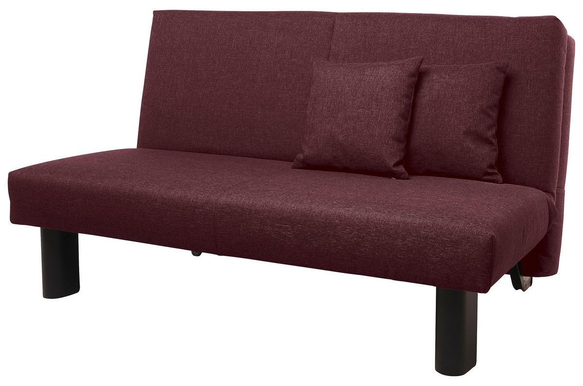 Schlafsofa Columbus Dunkelrot inkl. Zierkissen - Schwarz/Dunkelrot, Design, Textil (145/84/100cm) - Max Winzer