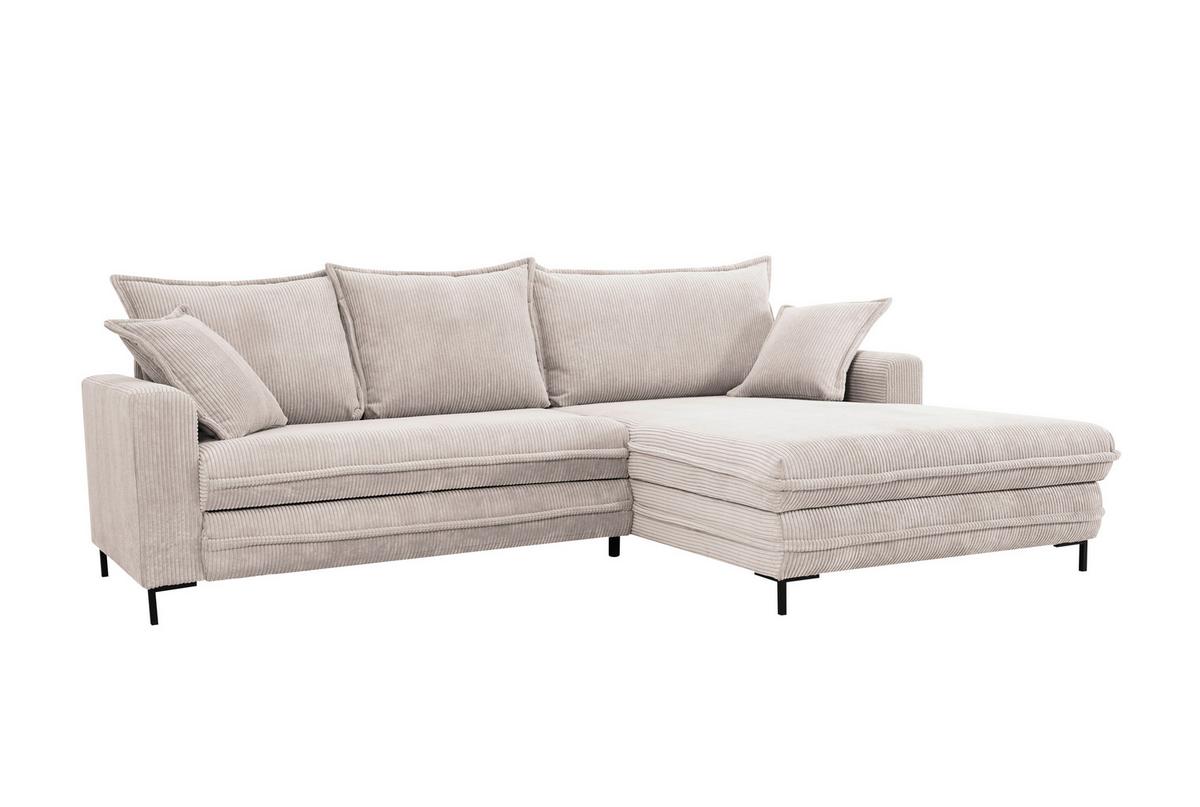 Ecksofa Armilla Creme S: 272x174 cm - Hellgrau/Creme, Design, Textil (272/174cm) - MID.YOU