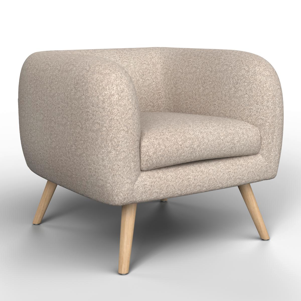 Relaxační křeslo BRUNO, béžová, max. 140 kg - přírodní barvy/béžová, Moderní, dřevo/textil (79/69/75cm) - Bessagi Home