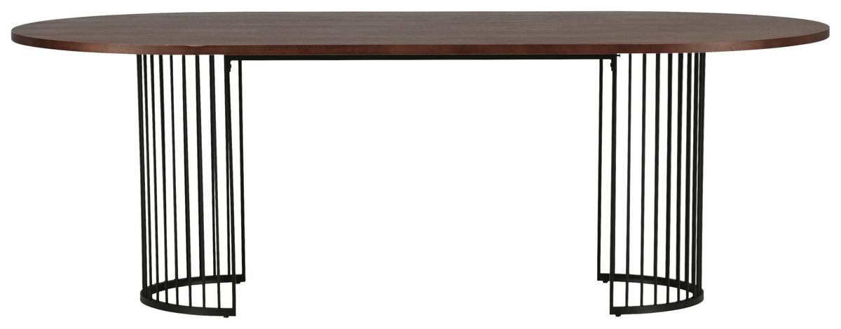 Esstisch Hamneksär - Dunkelbraun/Schwarz, Design, Holzwerkstoff/Metall (220/110/75cm) - Livetastic