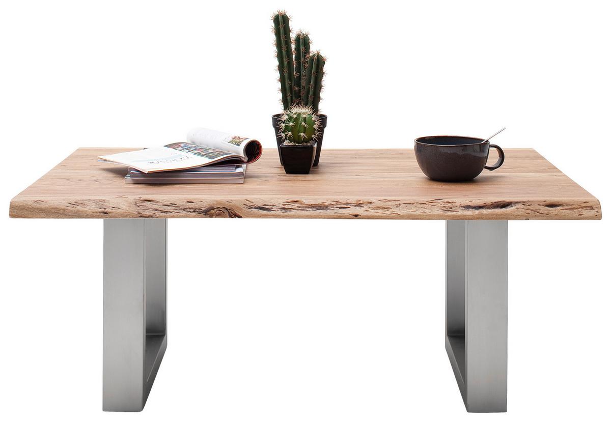 Couchtisch Holz Massiv Cartagena Akazie/Edelstahlf. - Edelstahlfarben/Akaziefarben, MODERN, Holz/Metall (110/45/70cm)