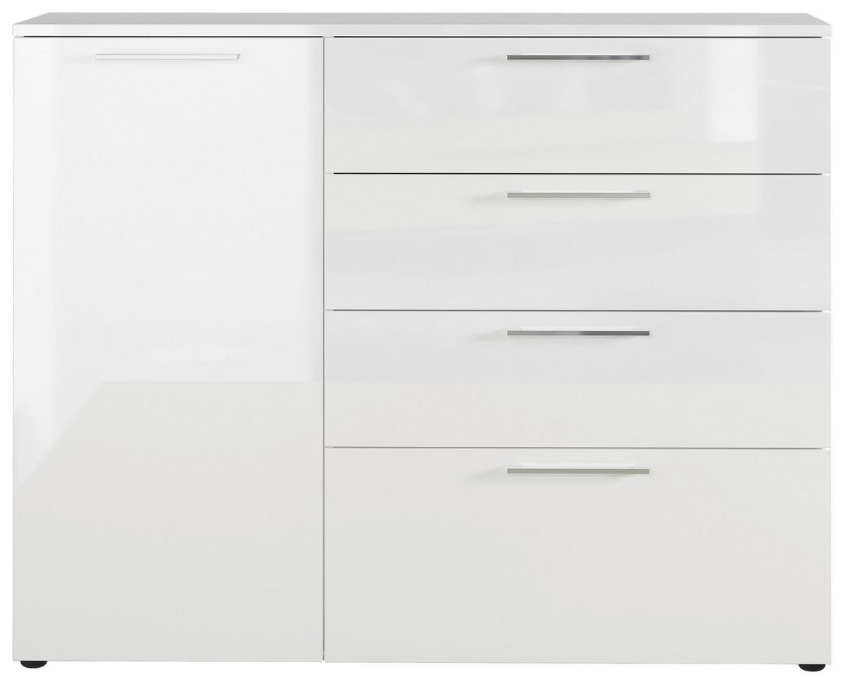 Kommode Gw-Sunnyvale Weiß B: 135cm - Schwarz/Weiß, MODERN, Holzwerkstoff (135/107/40cm) - Germania