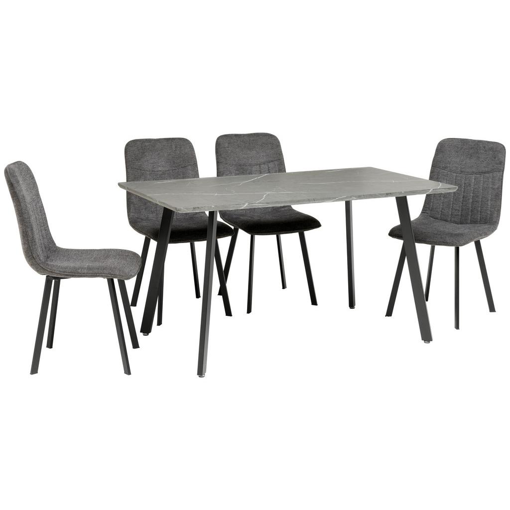 Tischgruppe Mackay 5--Teilig. Metall/Textil grau