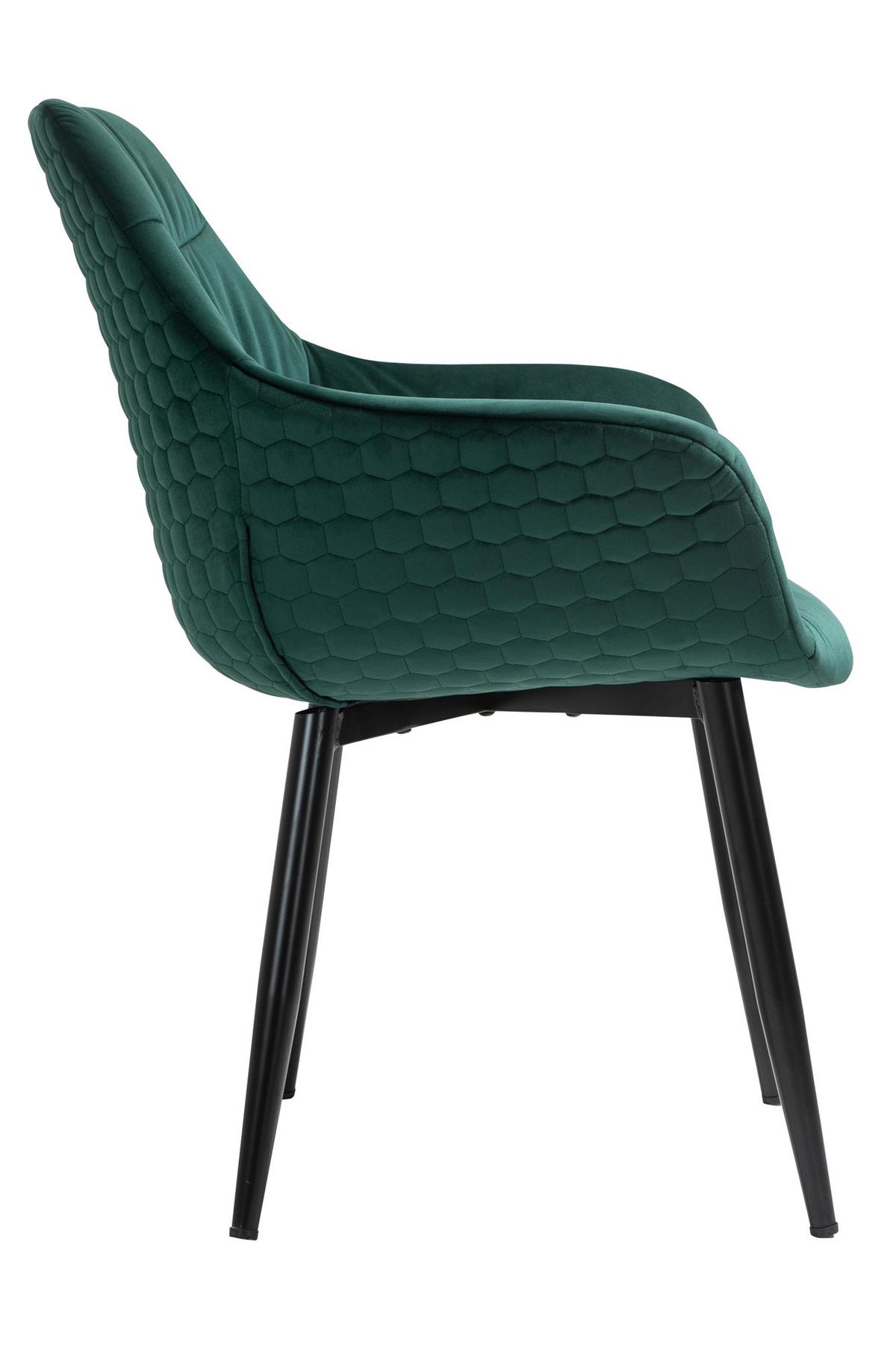 Armlehnstuhl Waldgrün B: 63 cm - Waldgrün/Schwarz, MODERN, Textil/Metall (63/81,5/61cm) - Livetastic