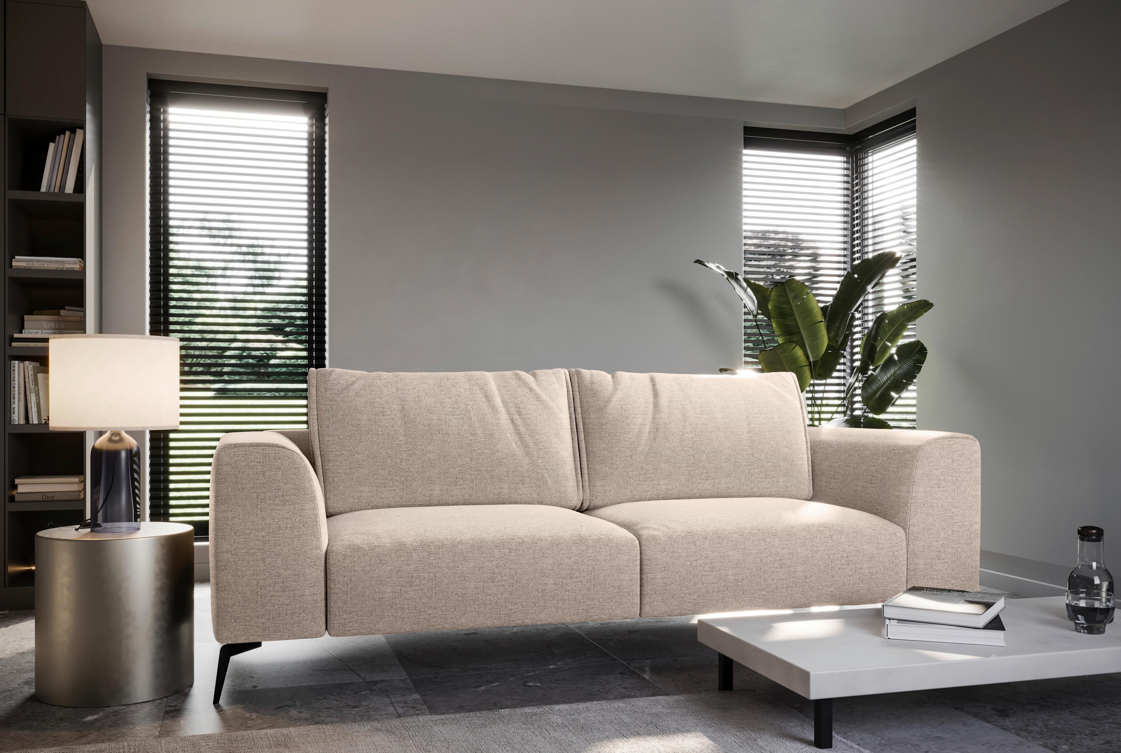 Trojmiestna pohovka SEUL, béžová - čierna/béžová, Design, kov/drevo (246/87/88cm) - MID.YOU