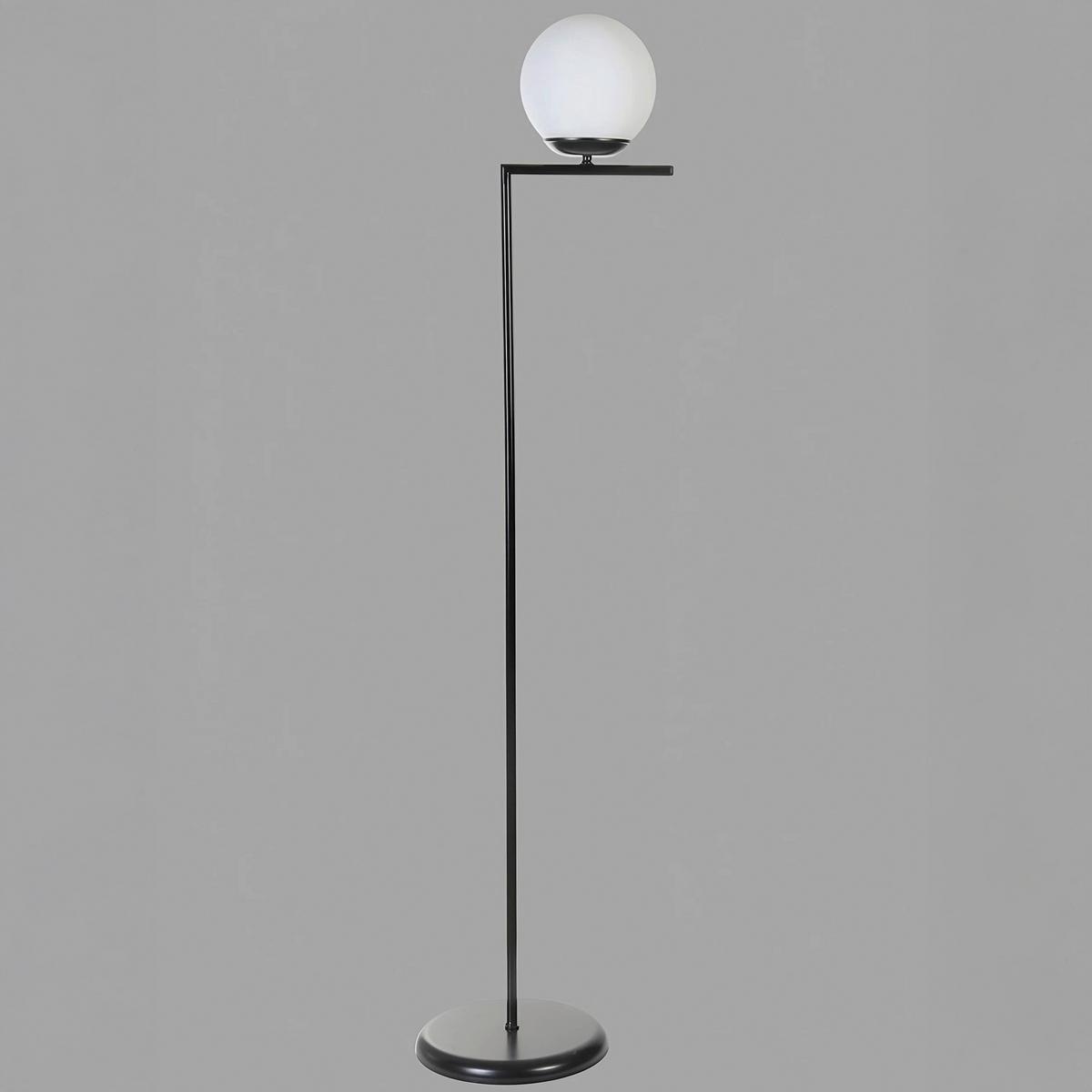Stehleuchte, E27 Araz Siyah Beyaz Camli Lambade - Schwarz, Trend, Metall (30/155cm) - P & B