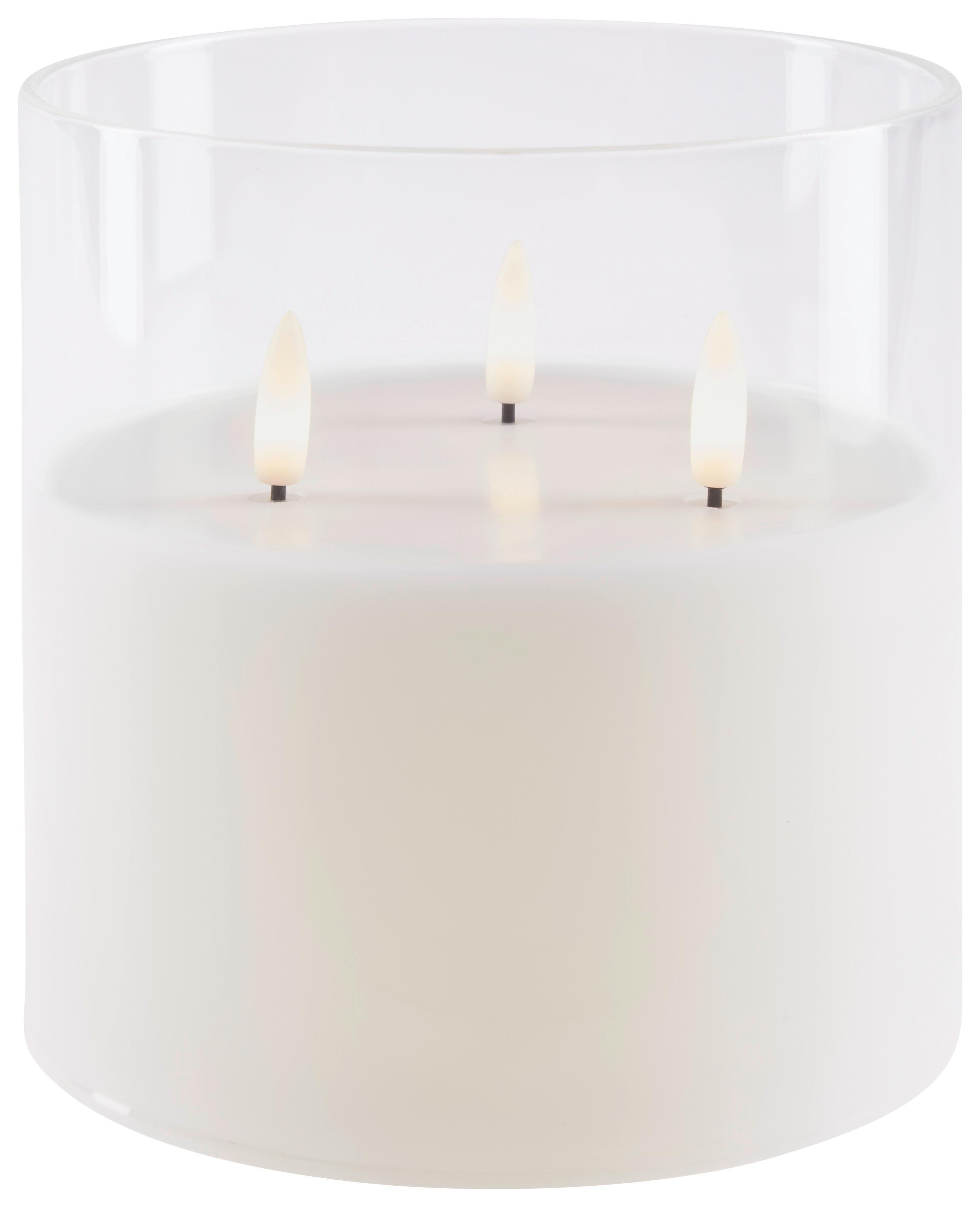 LED-Kerze Ingrid - Klar/Weiß, Basics, Glas/Naturmaterialien (15/15cm) - James Wood